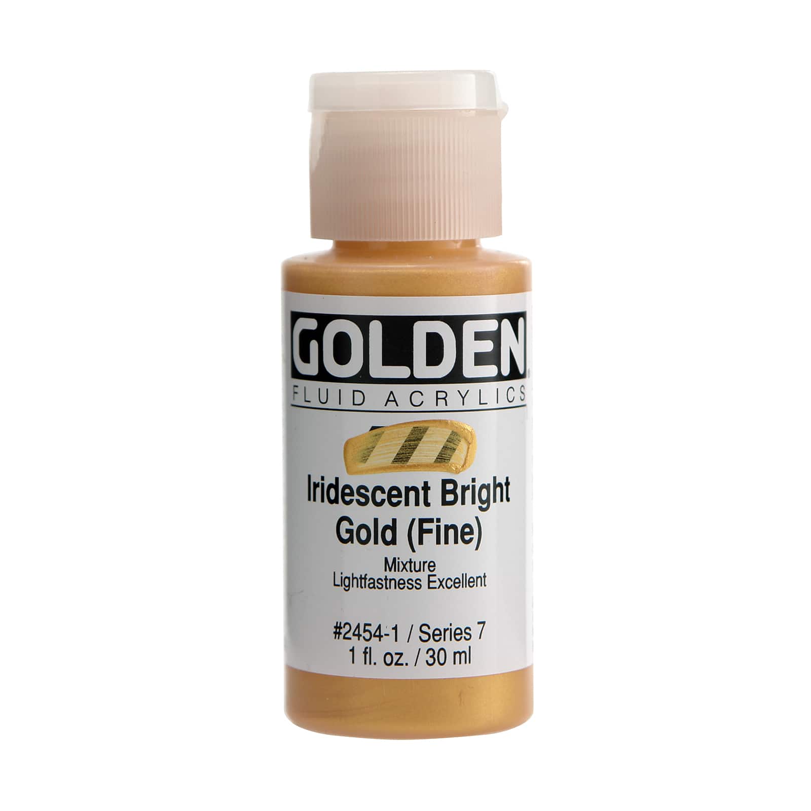 Golden Iridescent Fluid Acrylics, 1 oz Paint in Iridescent Bright Gold (Fine)