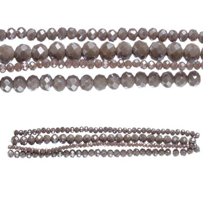 Gray Faceted Glass Rondelle Bead Strings by Bead Landing™ image