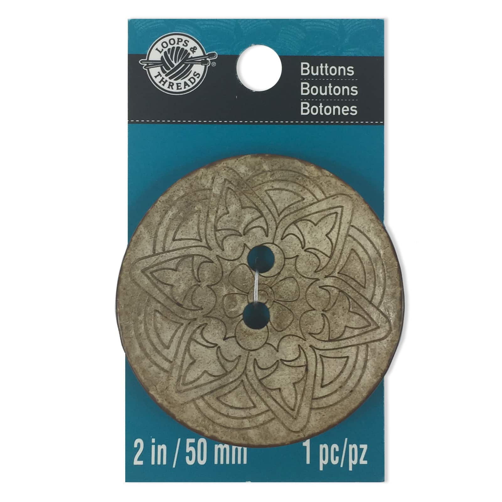 12 Pack: 2&#x22; Coconut Design Button by Loops &#x26; Threads&#xAE;