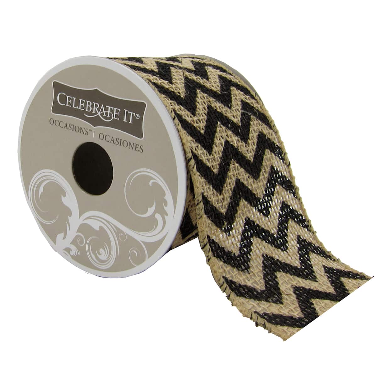 12 Pack: 2.5&#x22; Burlap Wired Chevron Ribbon by Celebrate It&#xAE; Occasions&#x2122;