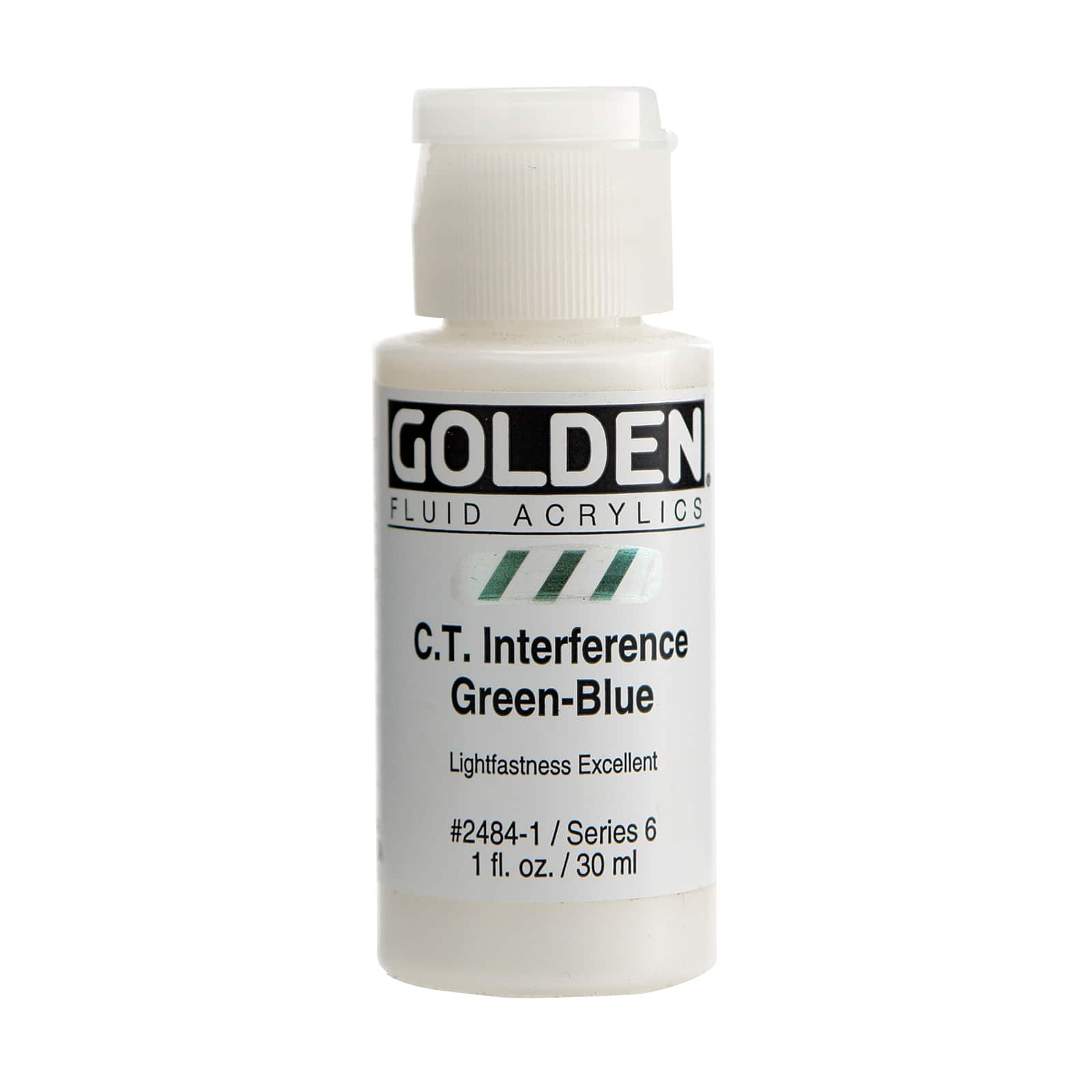 Golden Fluid Interference Acrylics 1 oz Paint in C.t. Interference Green-Blue