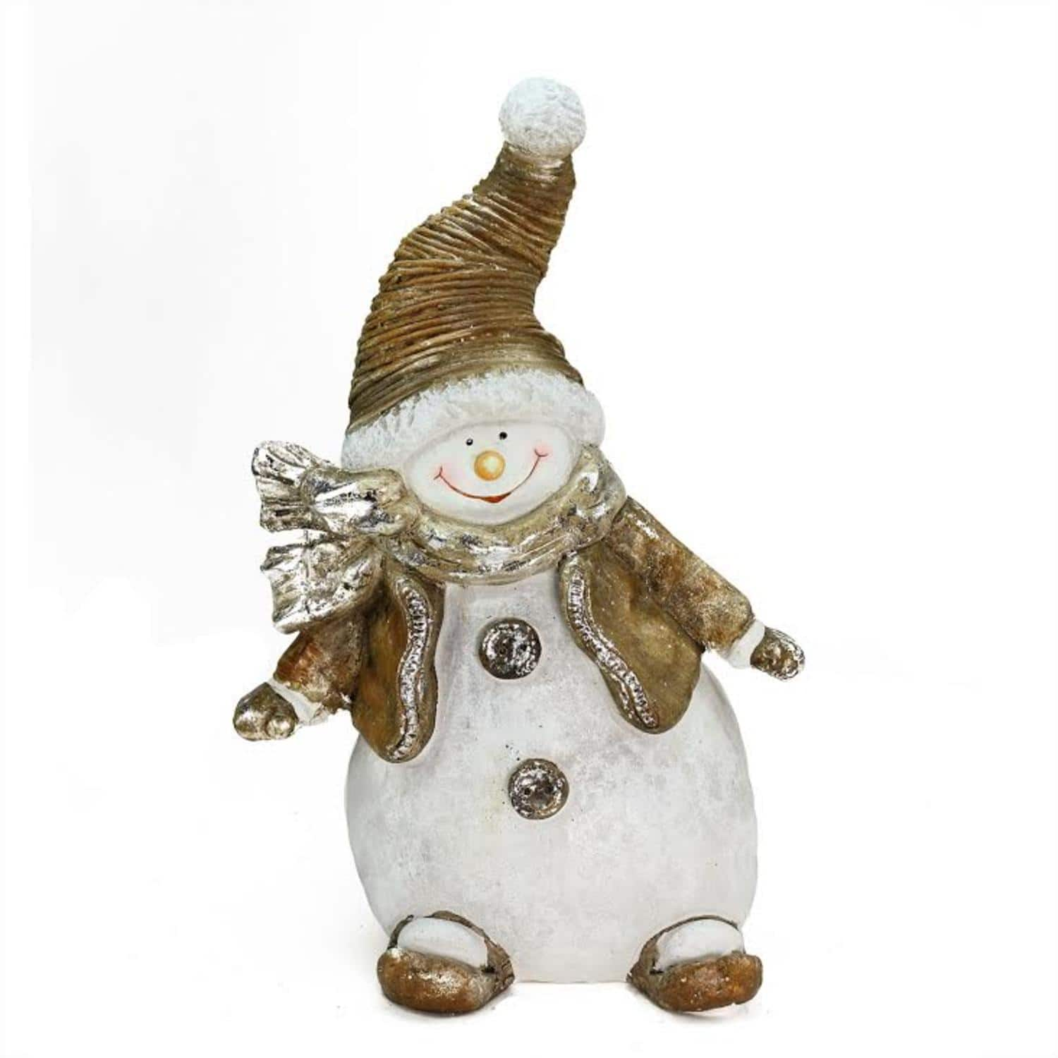 17" Whimsical Snowshoeing Ceramic Snowman