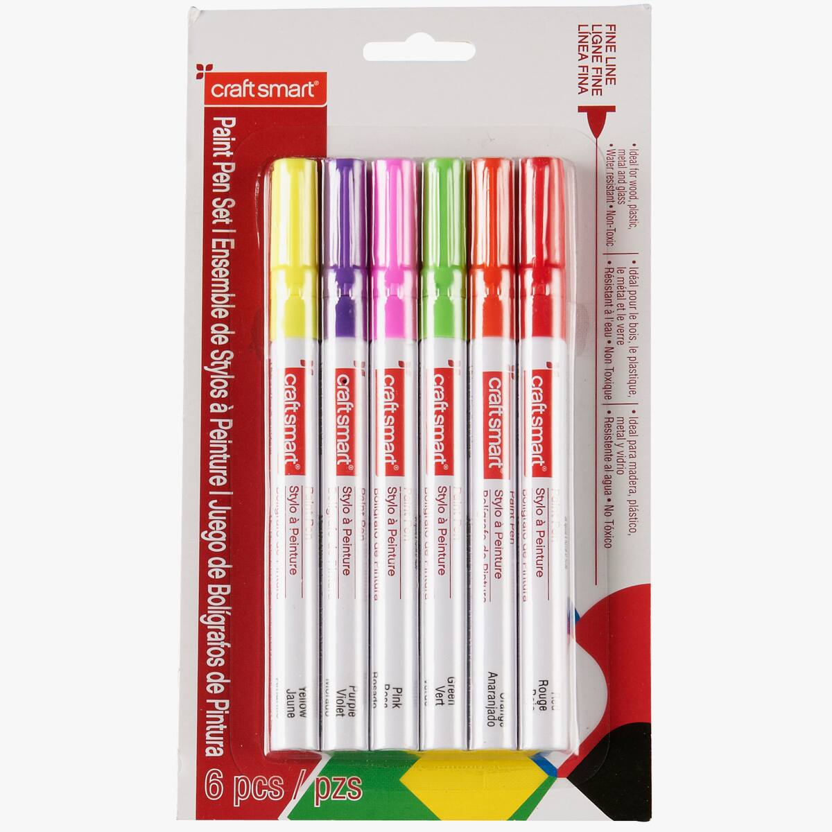 Craftsmart® Paint Pen, Fine Line 6 Pc—Hot Colors