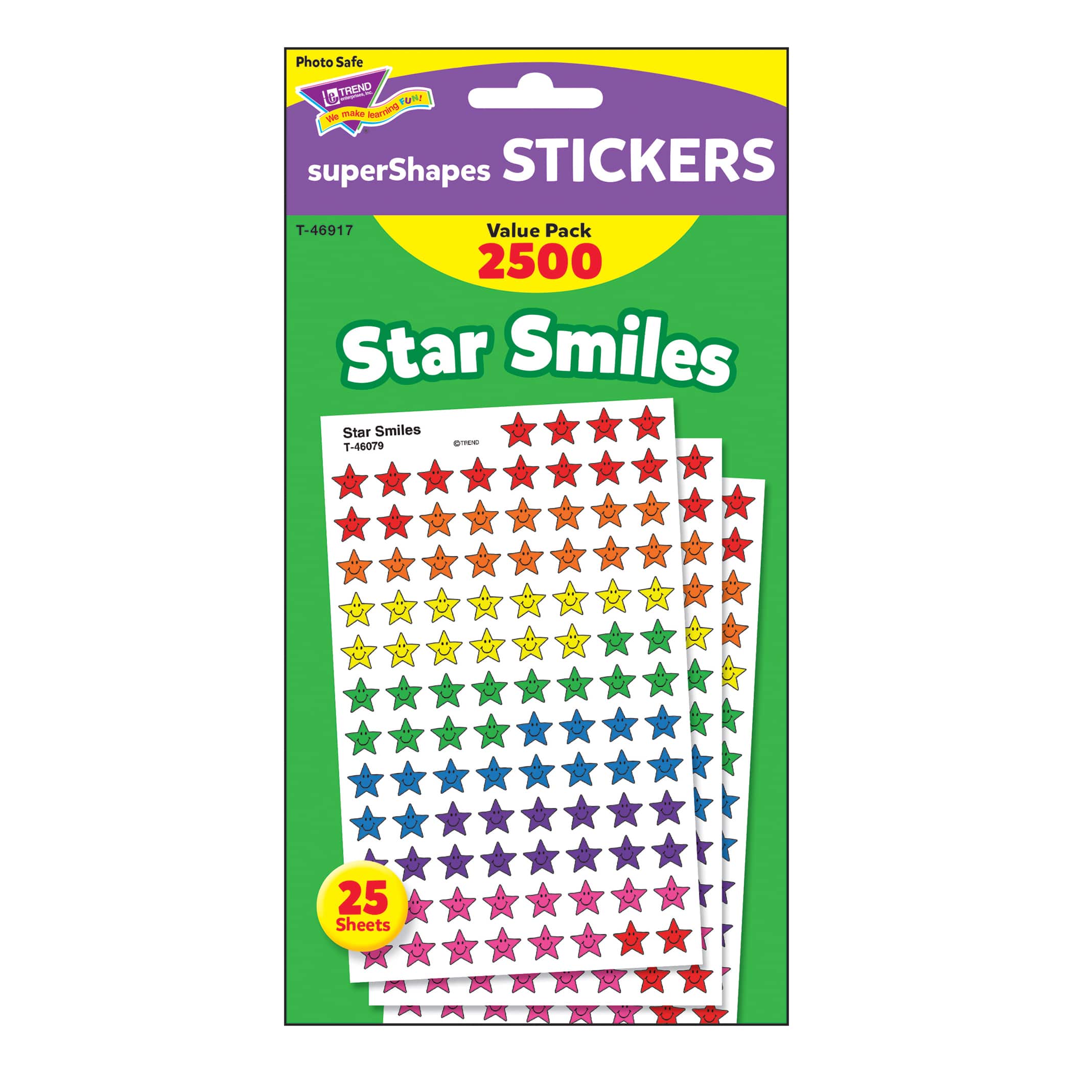 Trend Enterprises&#xAE; superShapes 7/16&#x201D; Star Smiles Stickers, 3 Pack Bundle