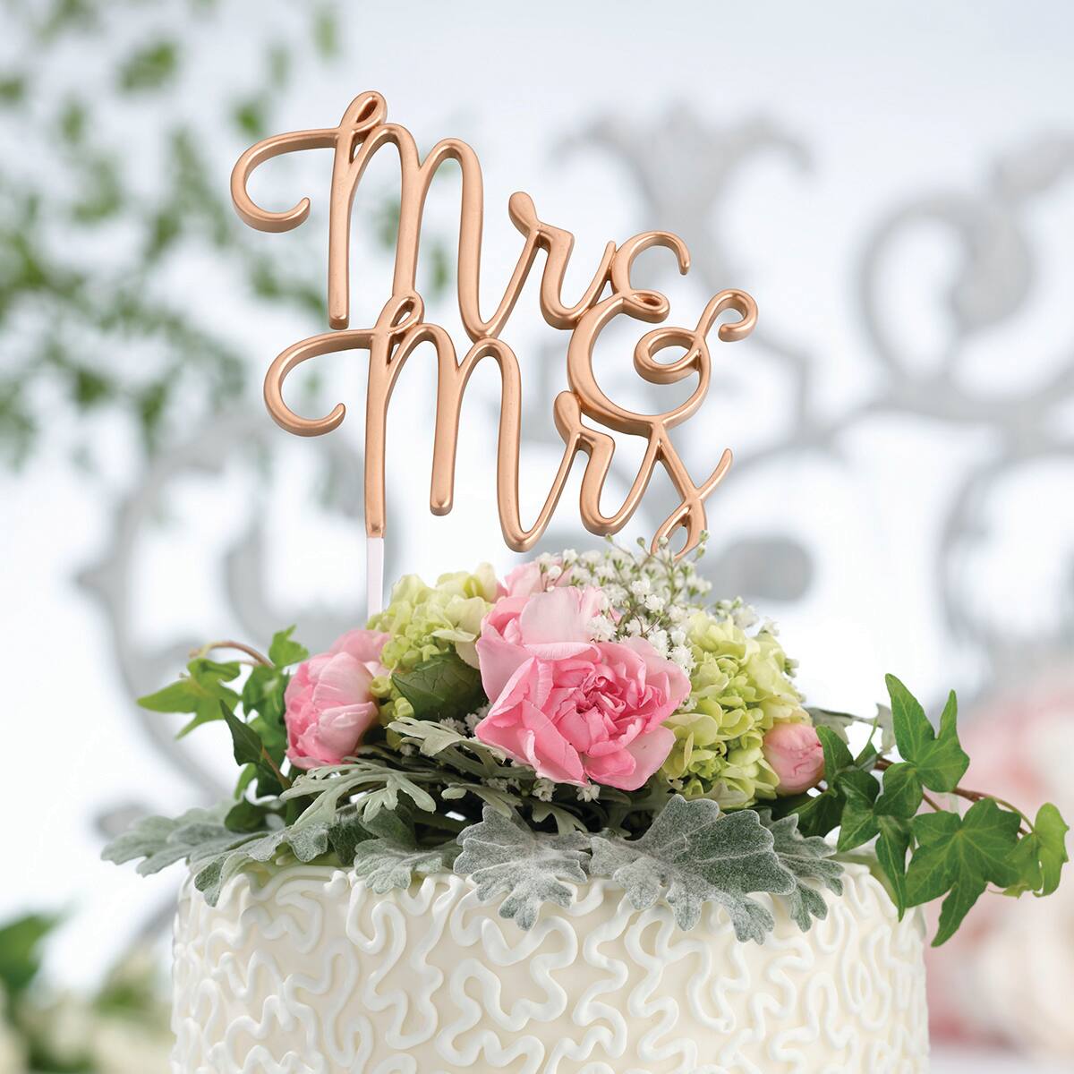 Shop for the Lillian Rose Gold Mr. & Mrs. Wedding Cake Topper at