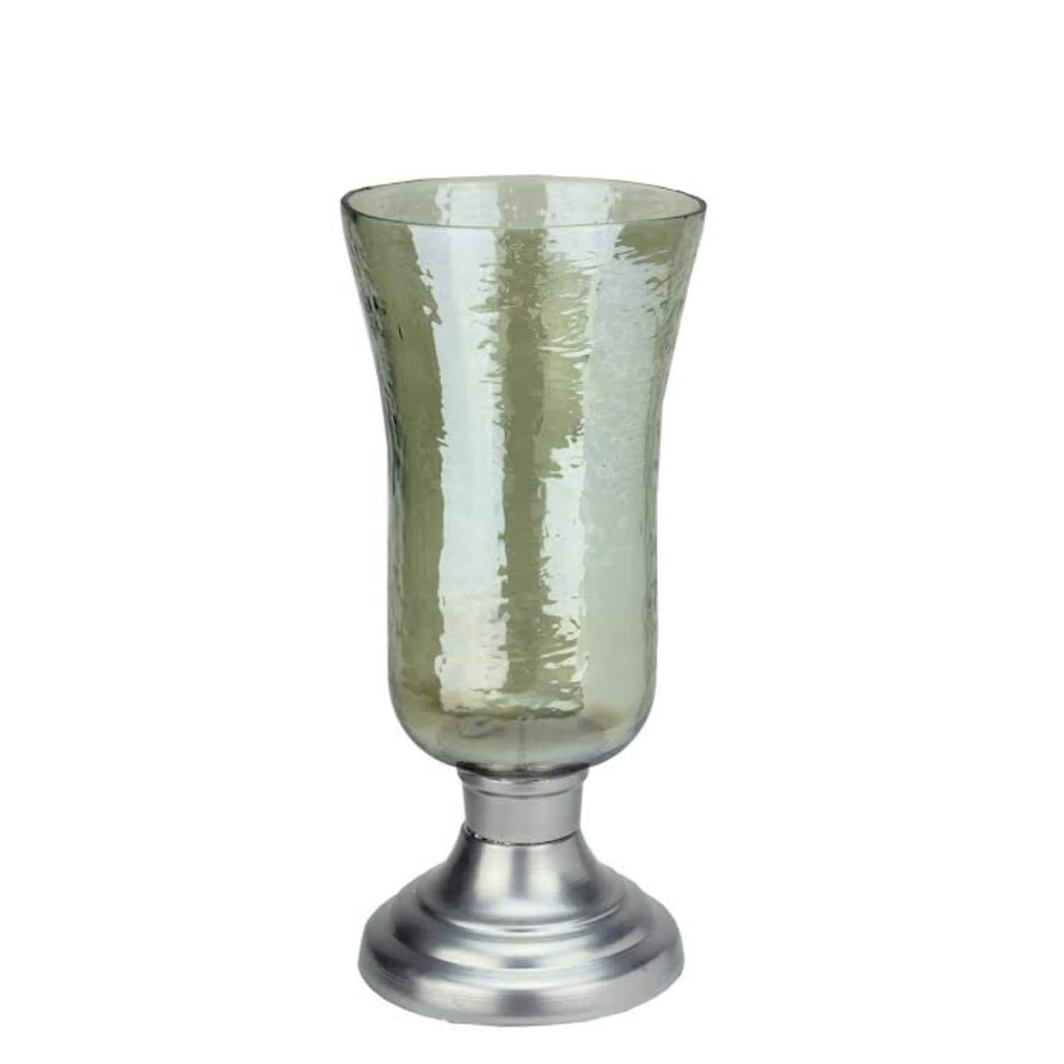 15.5" Golden Luster Decorative Hurricane Pillar Candle Holder