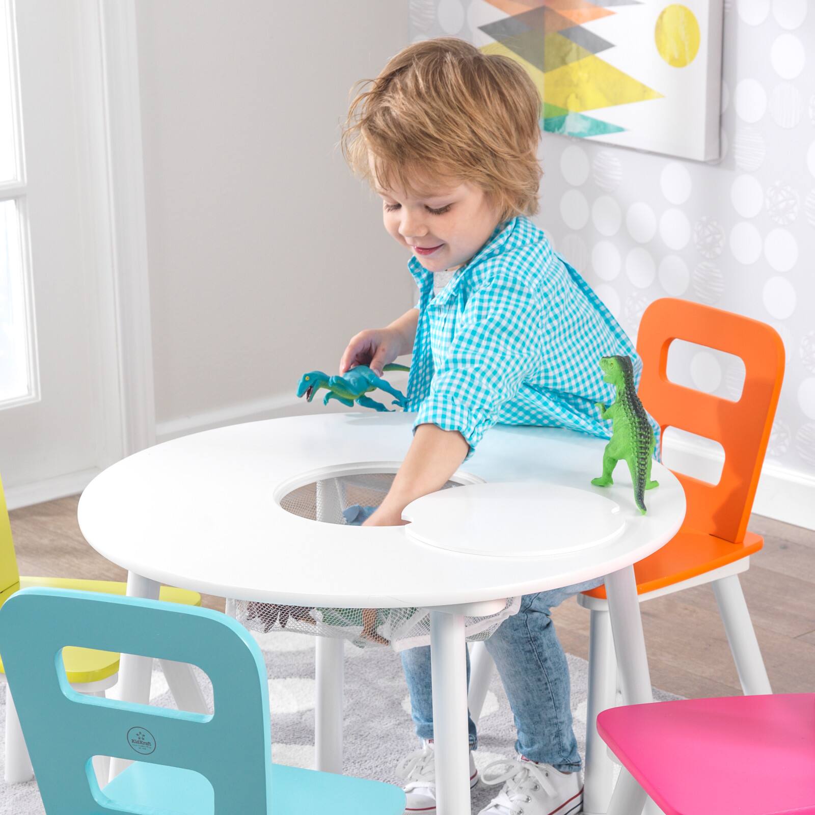 KidKraft Highlighter Round Storage Table &#x26; 4 Chair Set