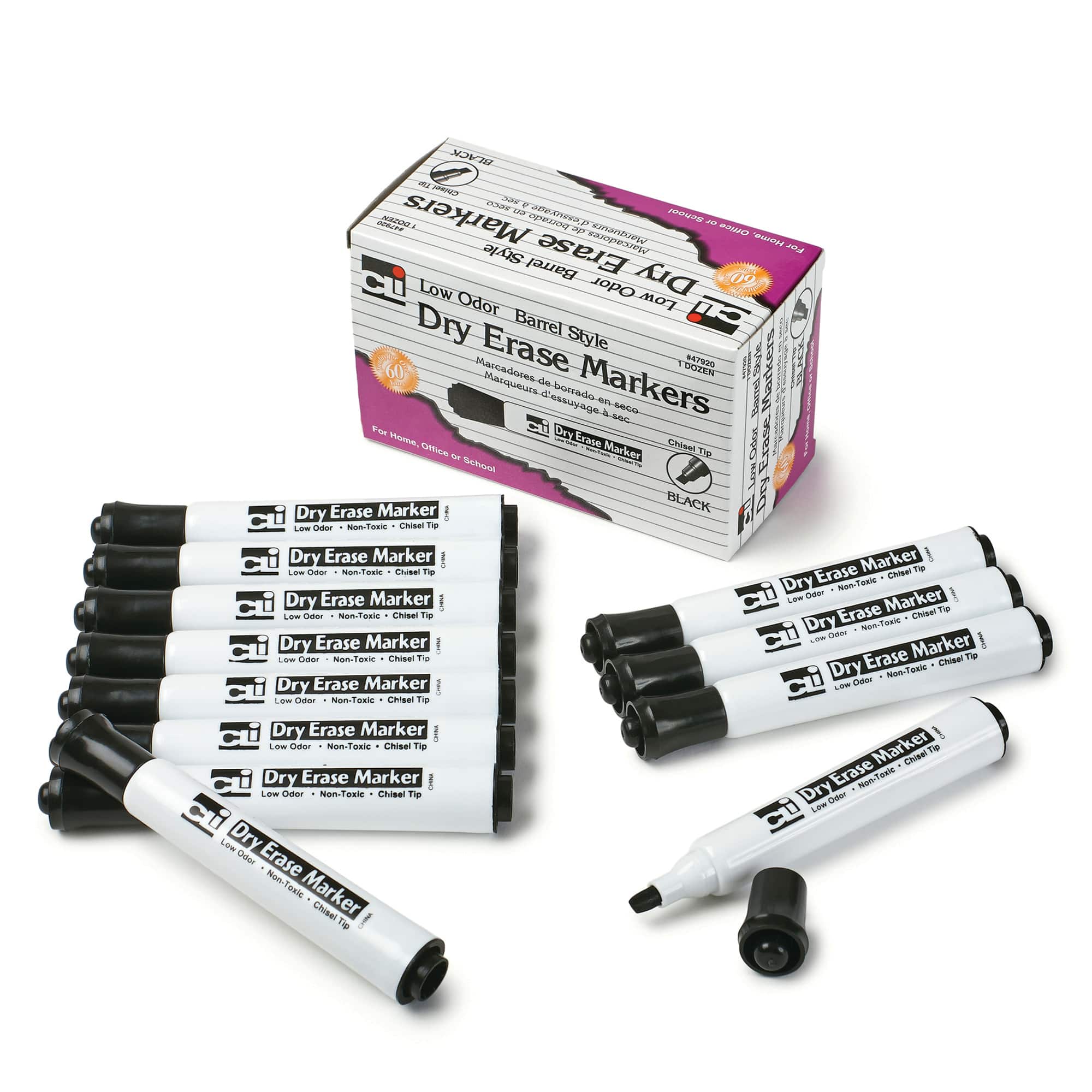 3 Packs: 4 Packs 12 ct. (144 total) Black Chisel Tip Barrel Style Dry Erase Markers