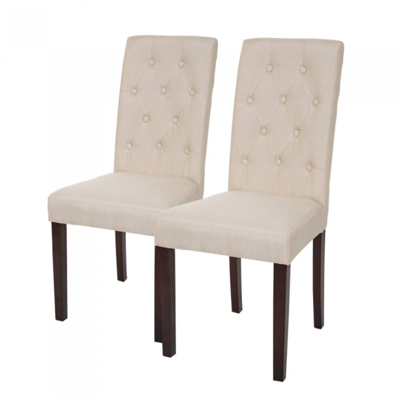 Glitzhome® Cream White Padded Fabric Dining Chairs with Tufted Back ...