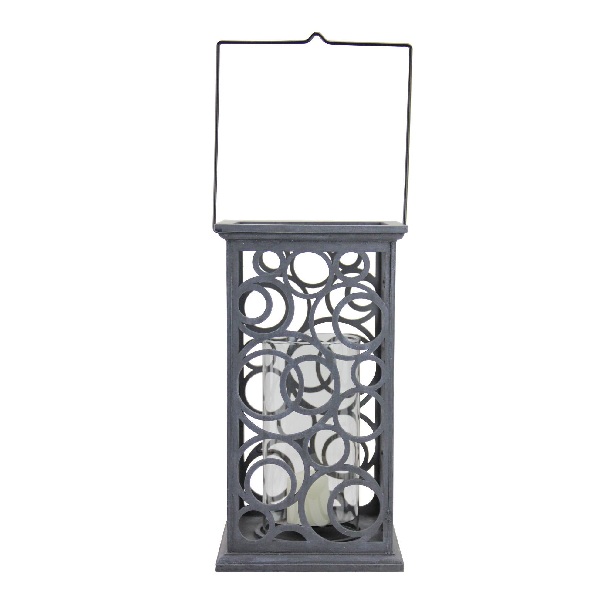 13" Gray Circle Design Pillar Candle Holder