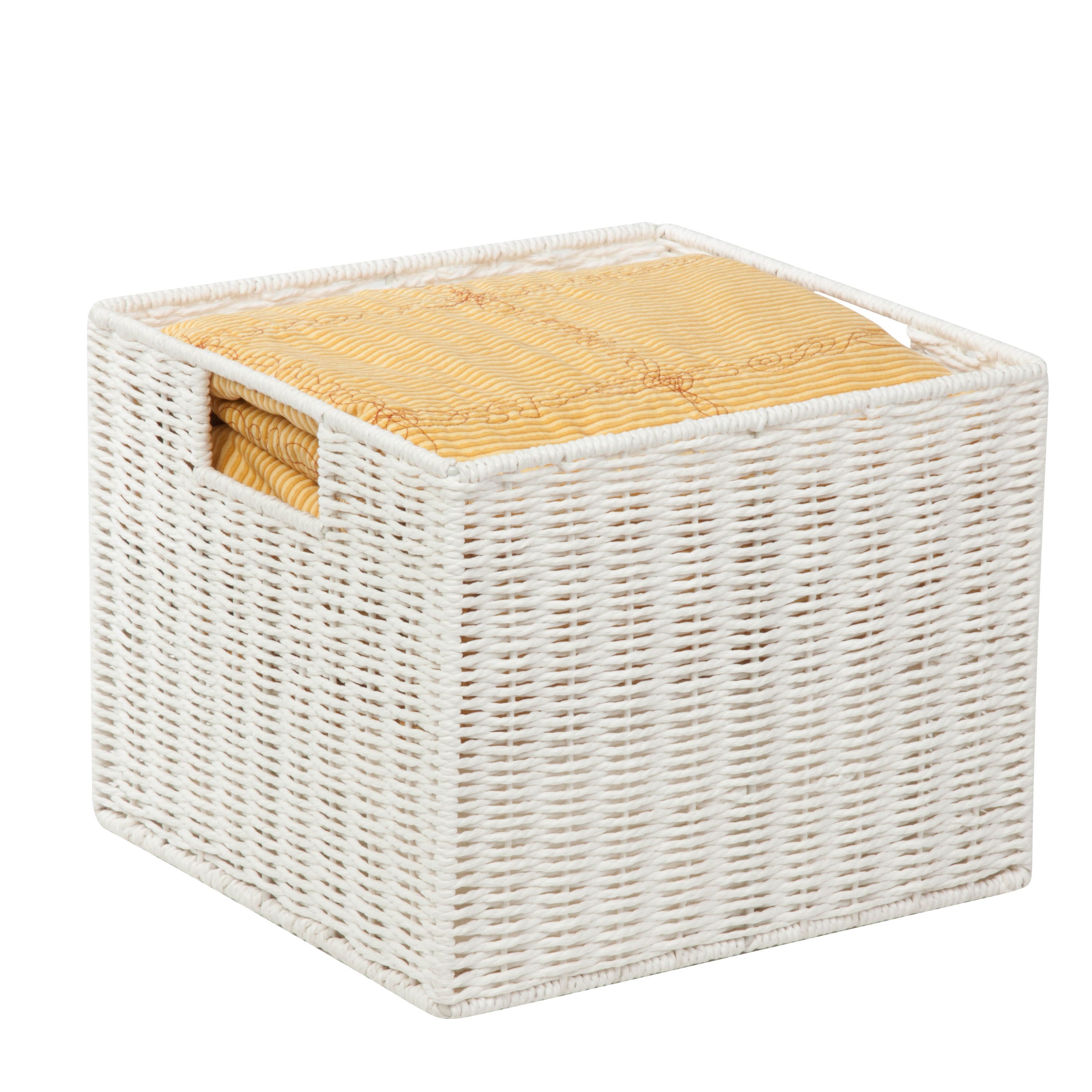 Honey Can Do White Parchment Cord Storage Basket