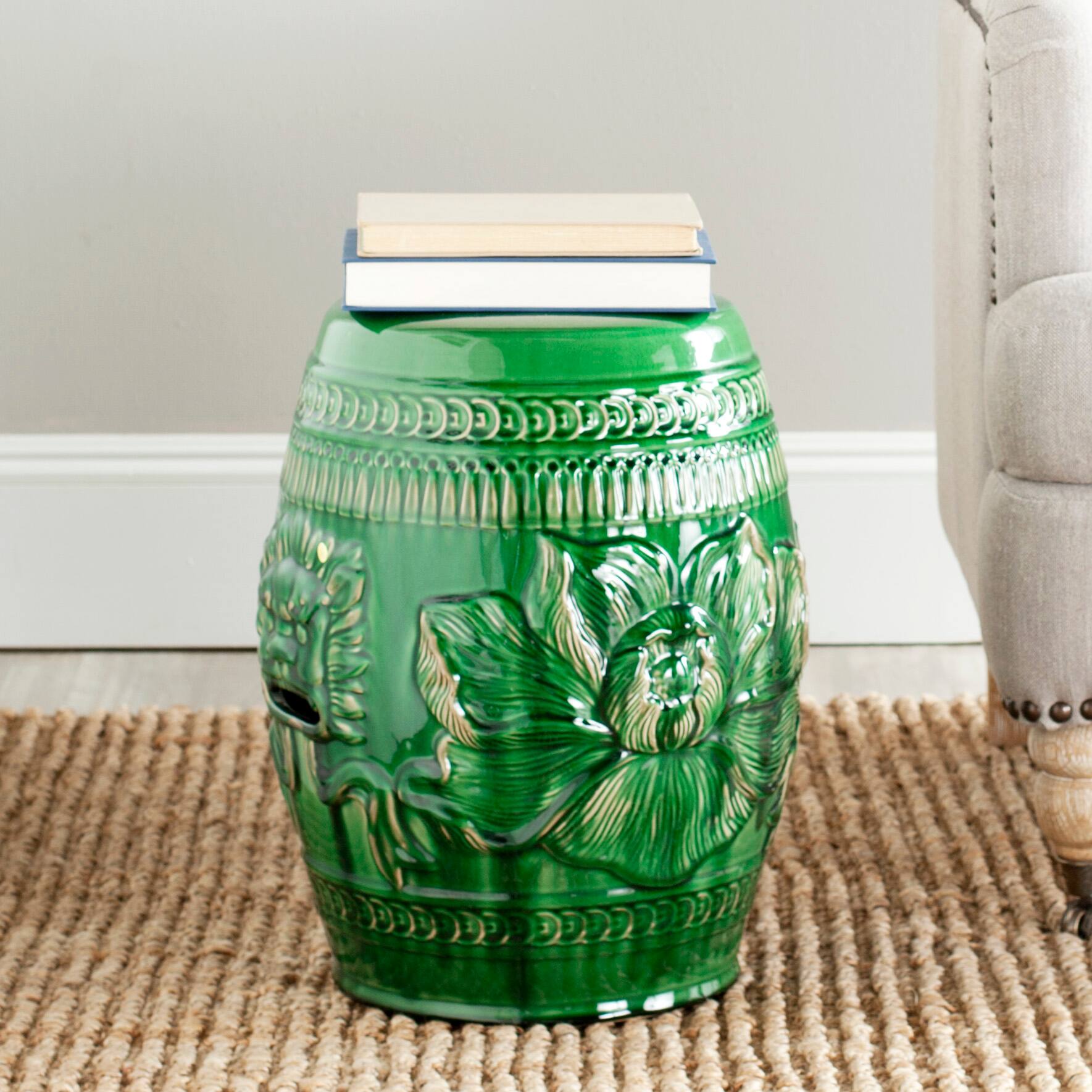 Chinese Dragon Stool in Green