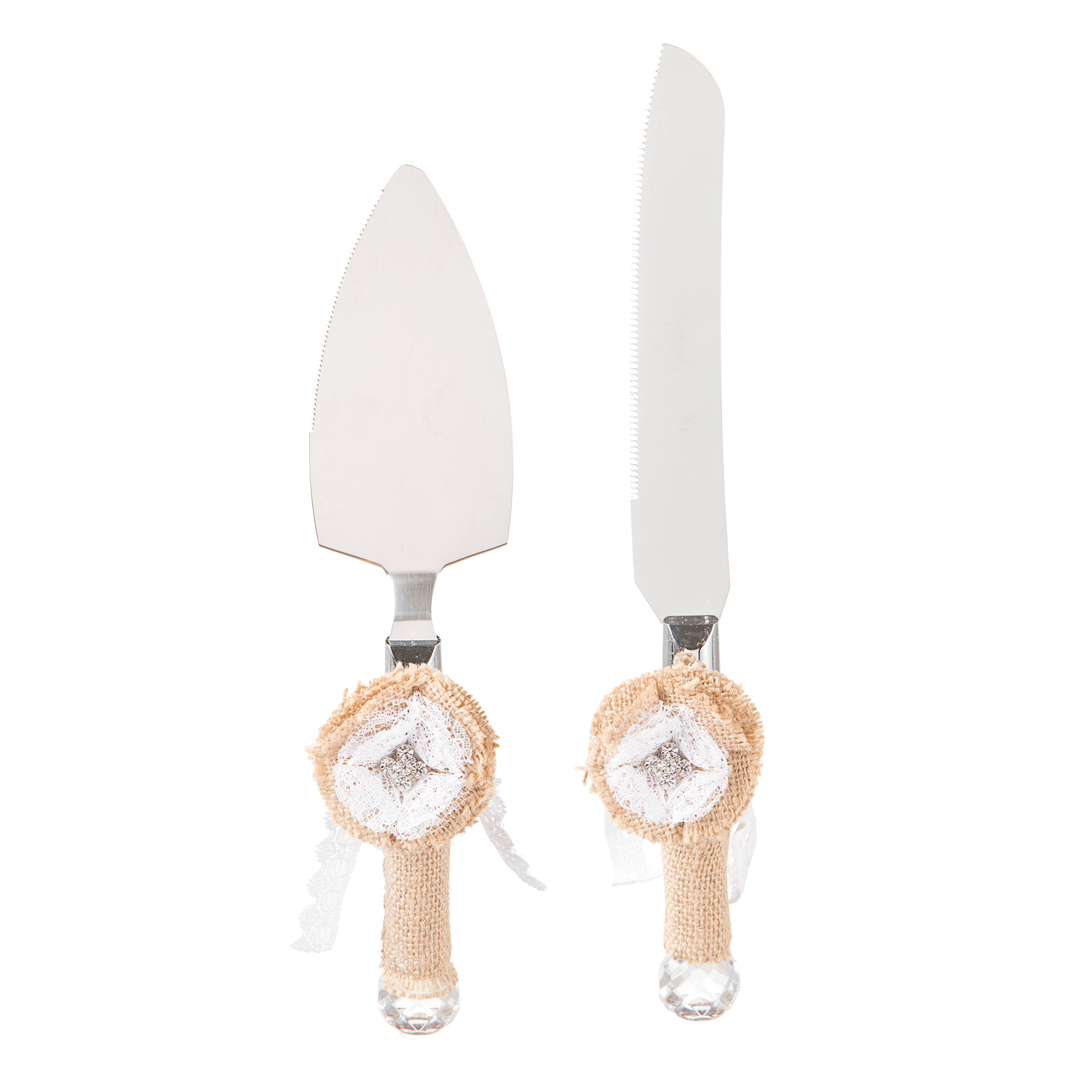 Buy The David Tutera Cake Knife Server Set Burlap At Michaels