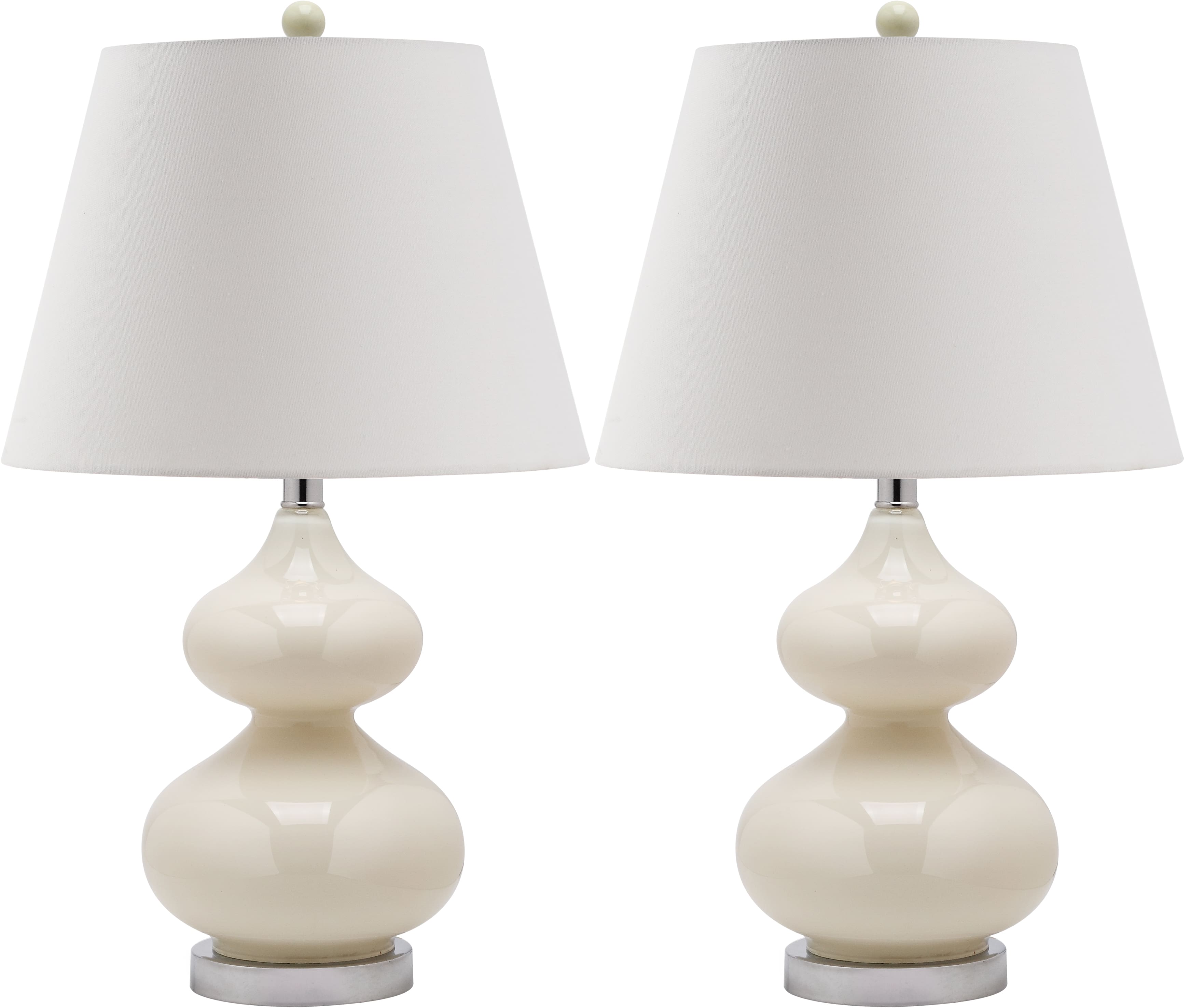 Eva Double Gourd Table Lamp Set in Light Grey