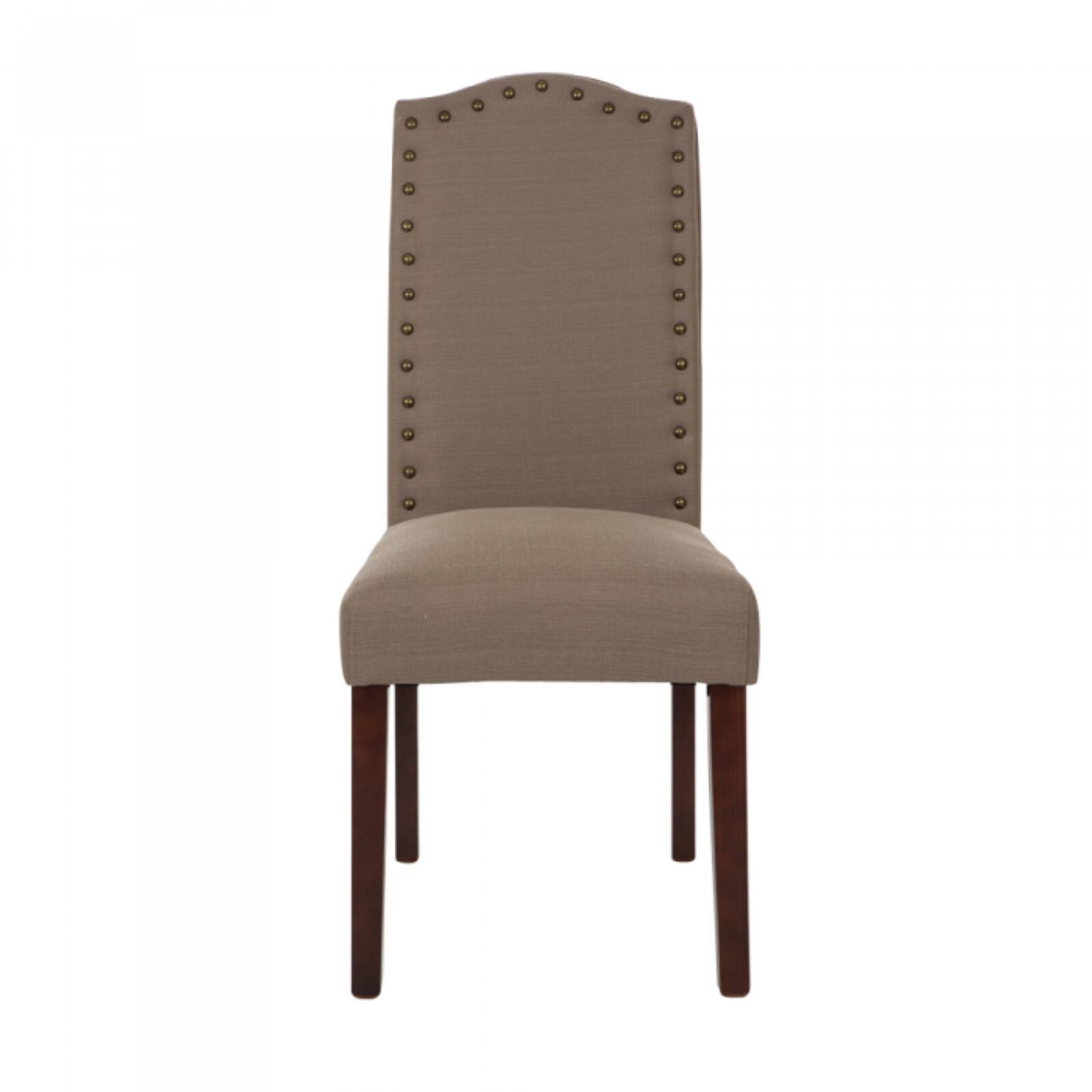 Glitzhome® Tan Upholstered Dining Chairs with Studded Decoration, Set of 2