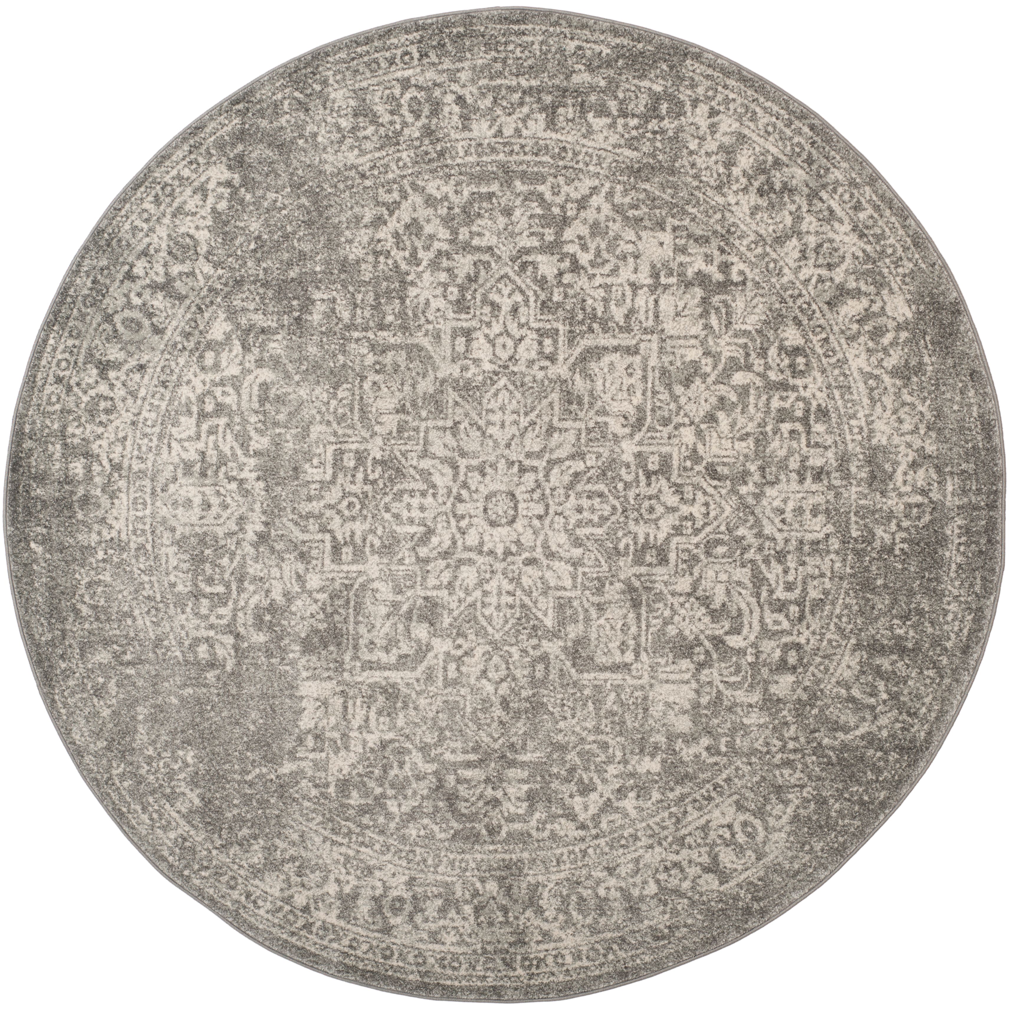 Evoke Distressed Border 3' X 3' Round Area Rug