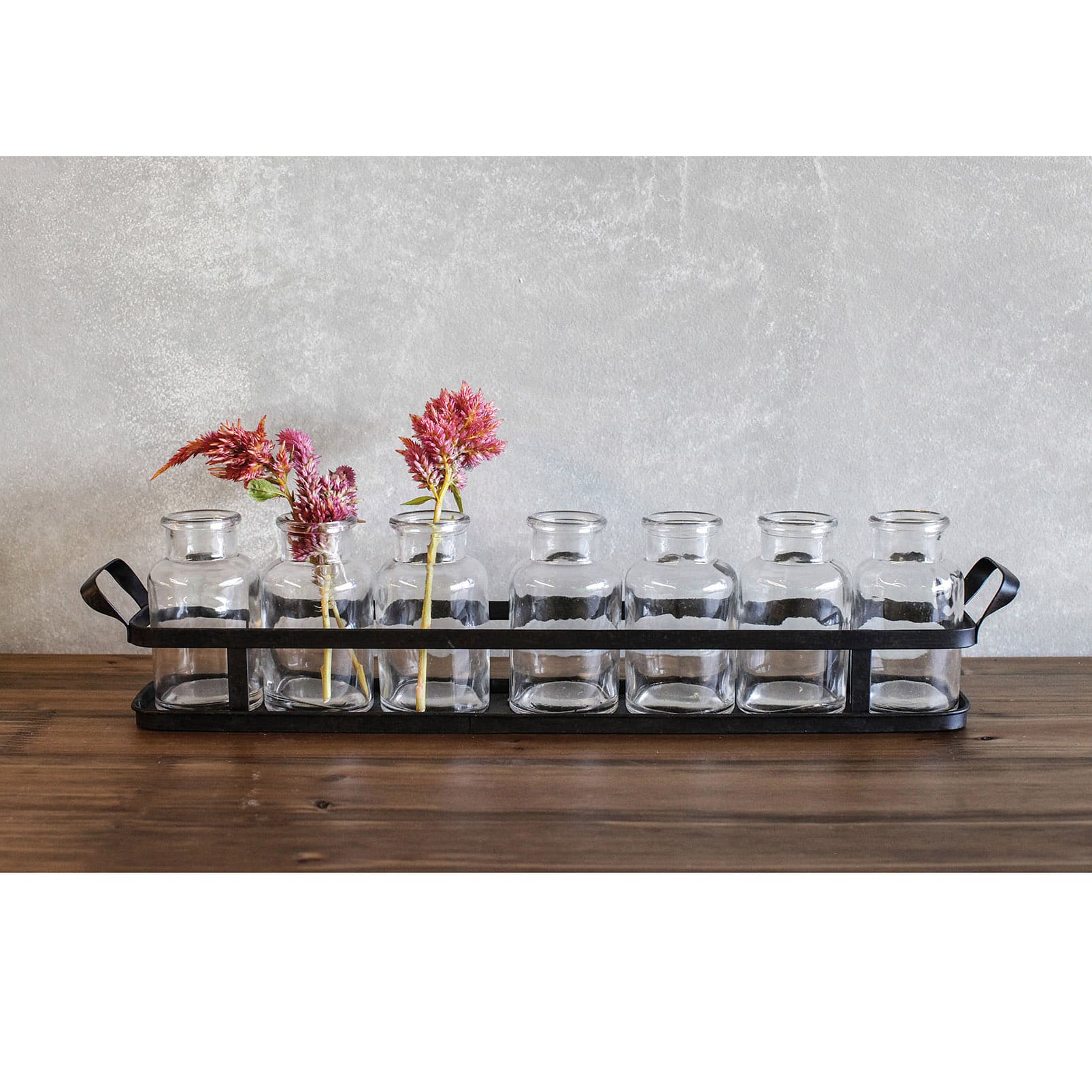 Glass Bottle Set &#x26; Metal Tray