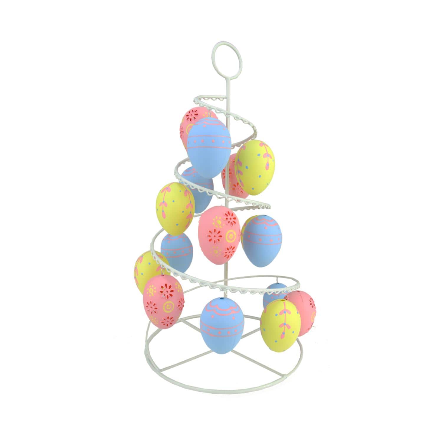 Pastel Pink, Blue and Yellow Floral Cut-Out Easter Egg Tree