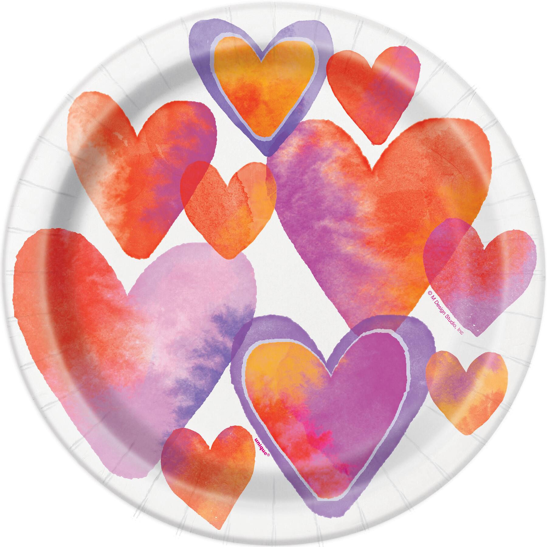 Watercolor Valentine Paper Plates Valentine S Day Party Supplies