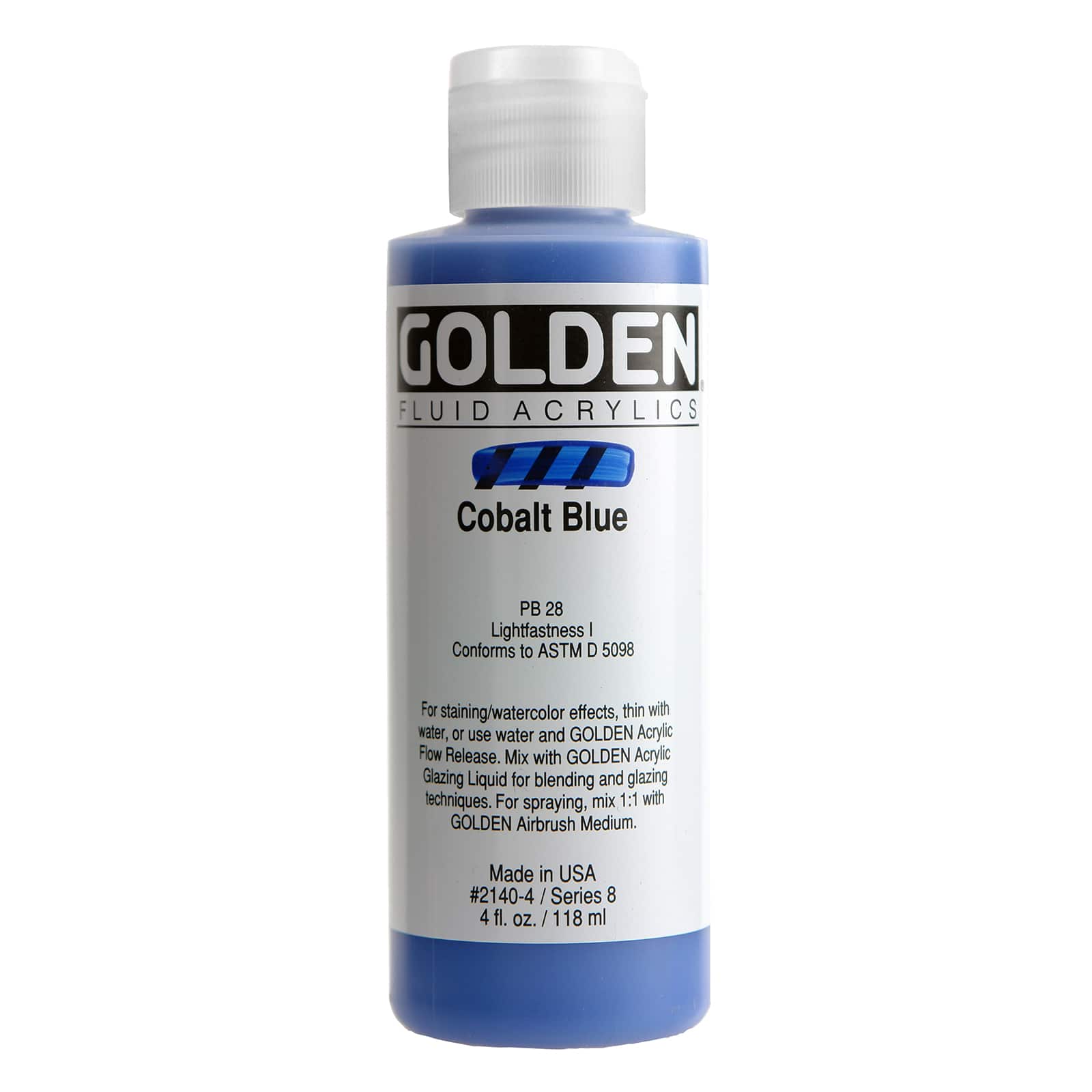 Golden Fluid Acrylics, 4 oz Paint in Cobalt Blue