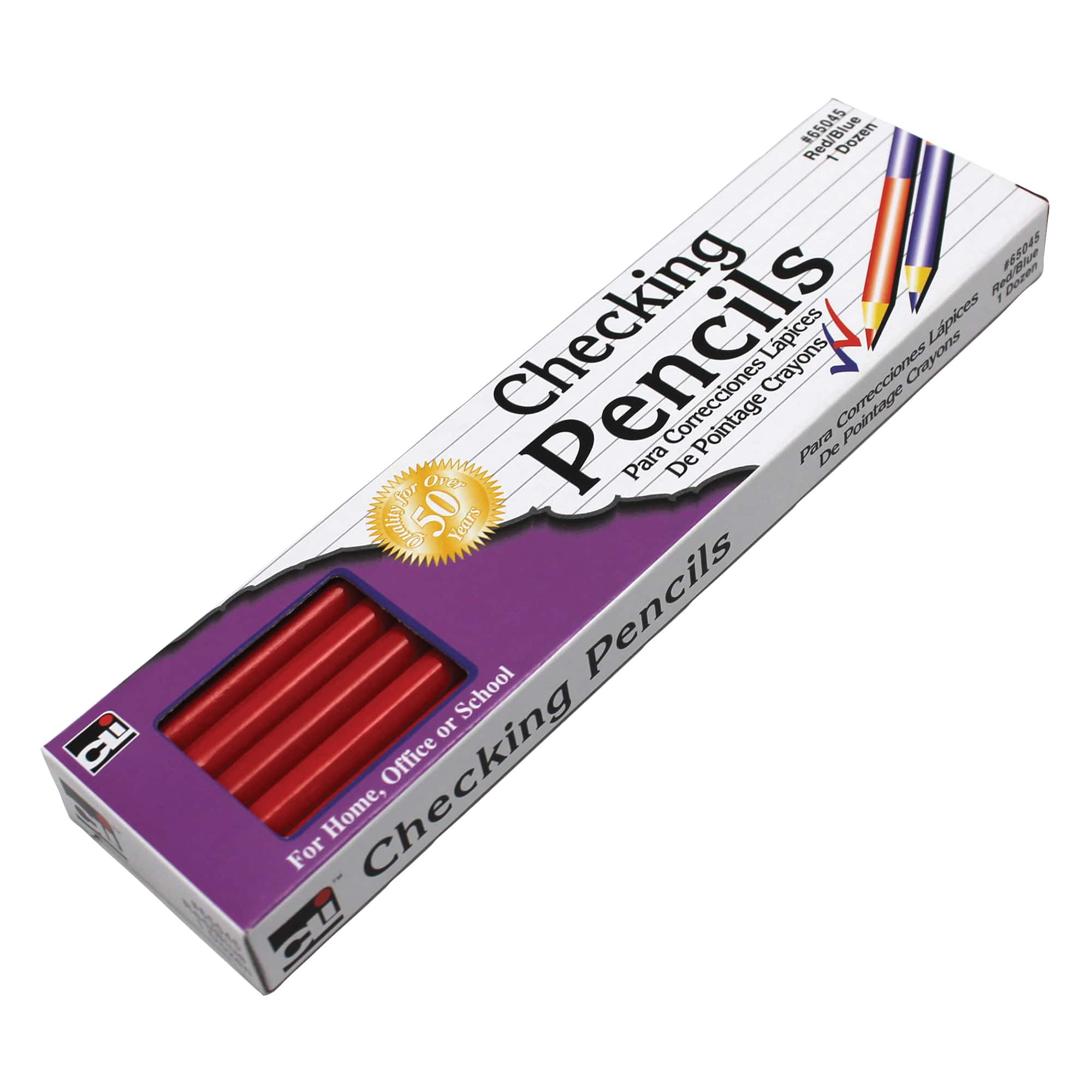 Charles Leonard Combination Checking Pencils, Red/Blue - 12 Per Box, 6 Boxes
