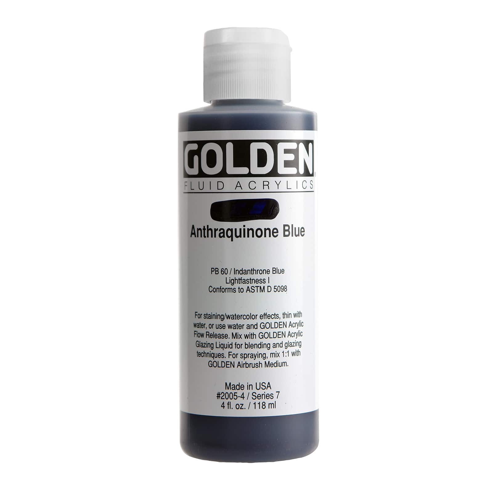 Golden Fluid Acrylics, 4 oz Paint in Anthraquinone Blue