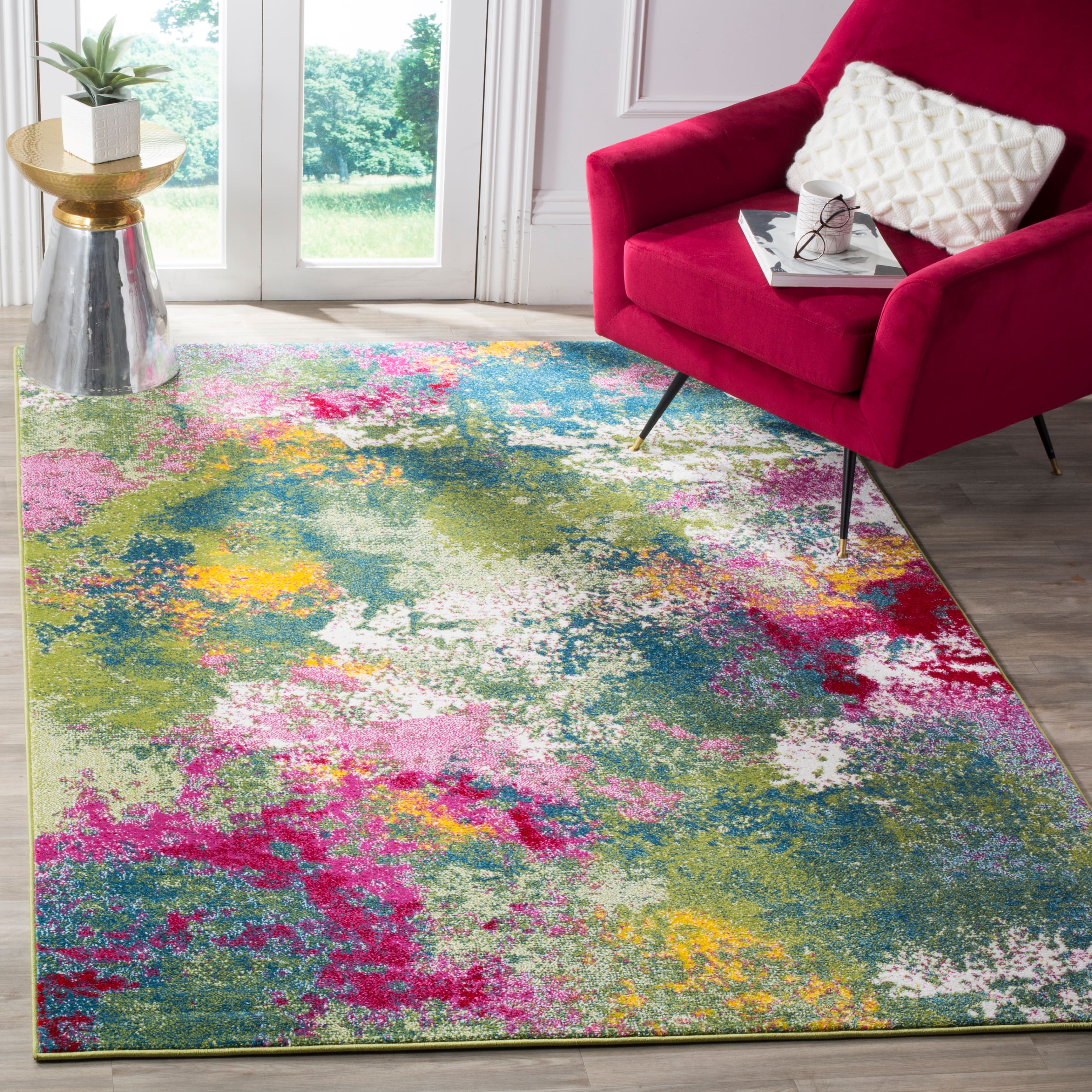 Water Color Modern Splash 4&#x27; X 6&#x27; Area Rug
