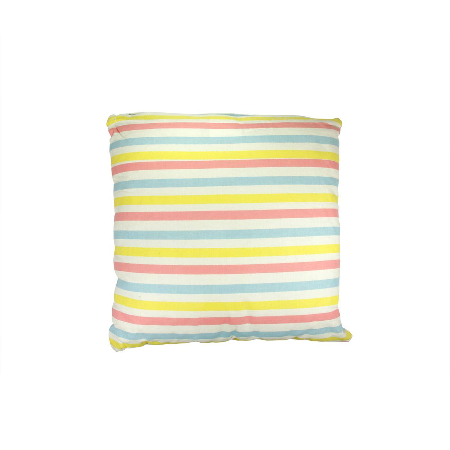 15.75" Capri Boulevard Pink, Yellow & Blue Striped Throw Pillow
