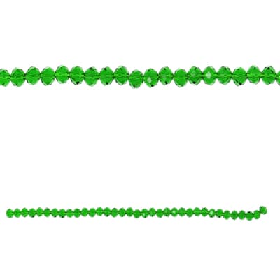 Green Faceted Glass Rondelle Beads, 6mm by Bead Landing™