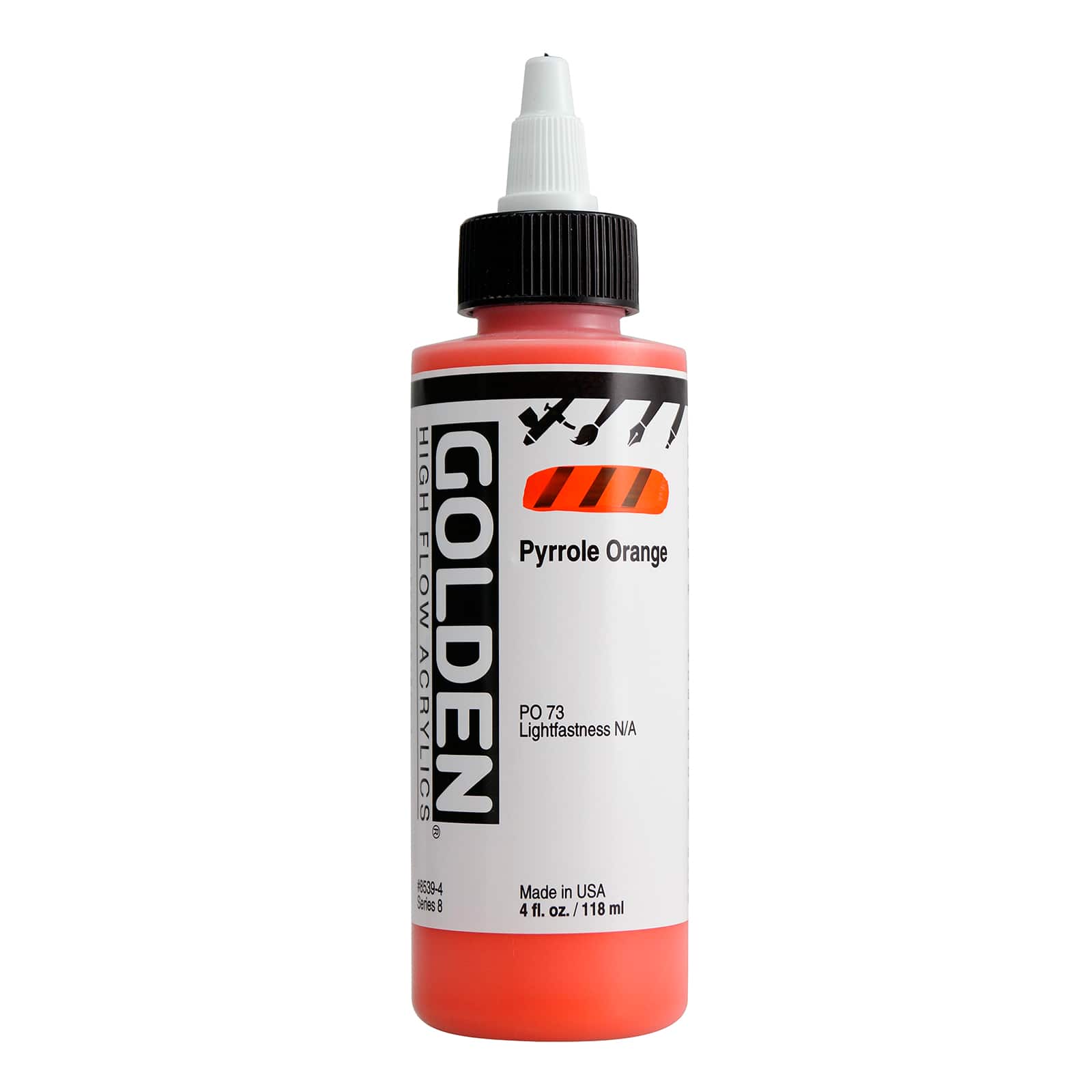 Golden High Flow Acrylics 4 oz Paint in Pyrrole Orange