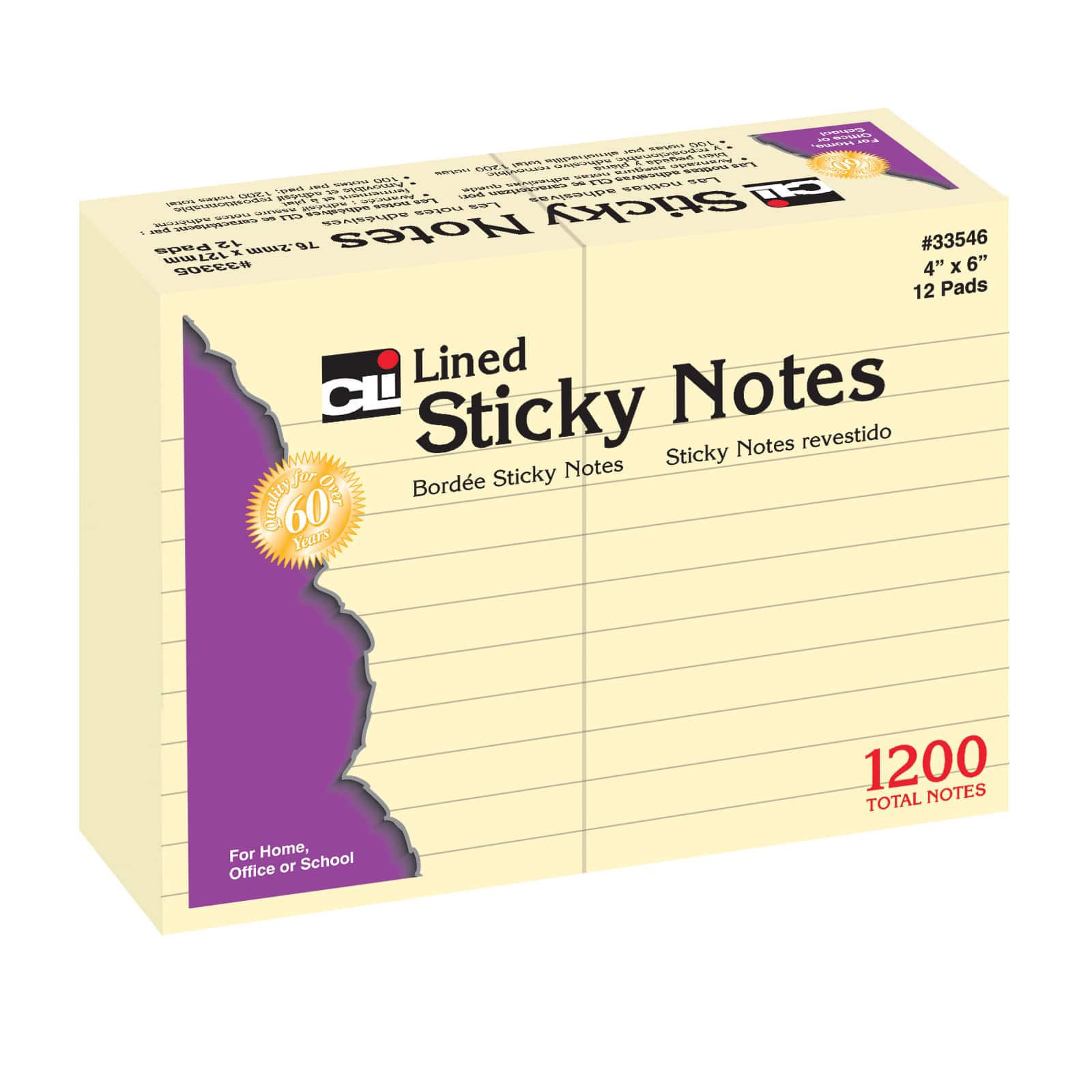 Sticky Notes, 4&#x22; x 6&#x22; Lined, 12 Pack