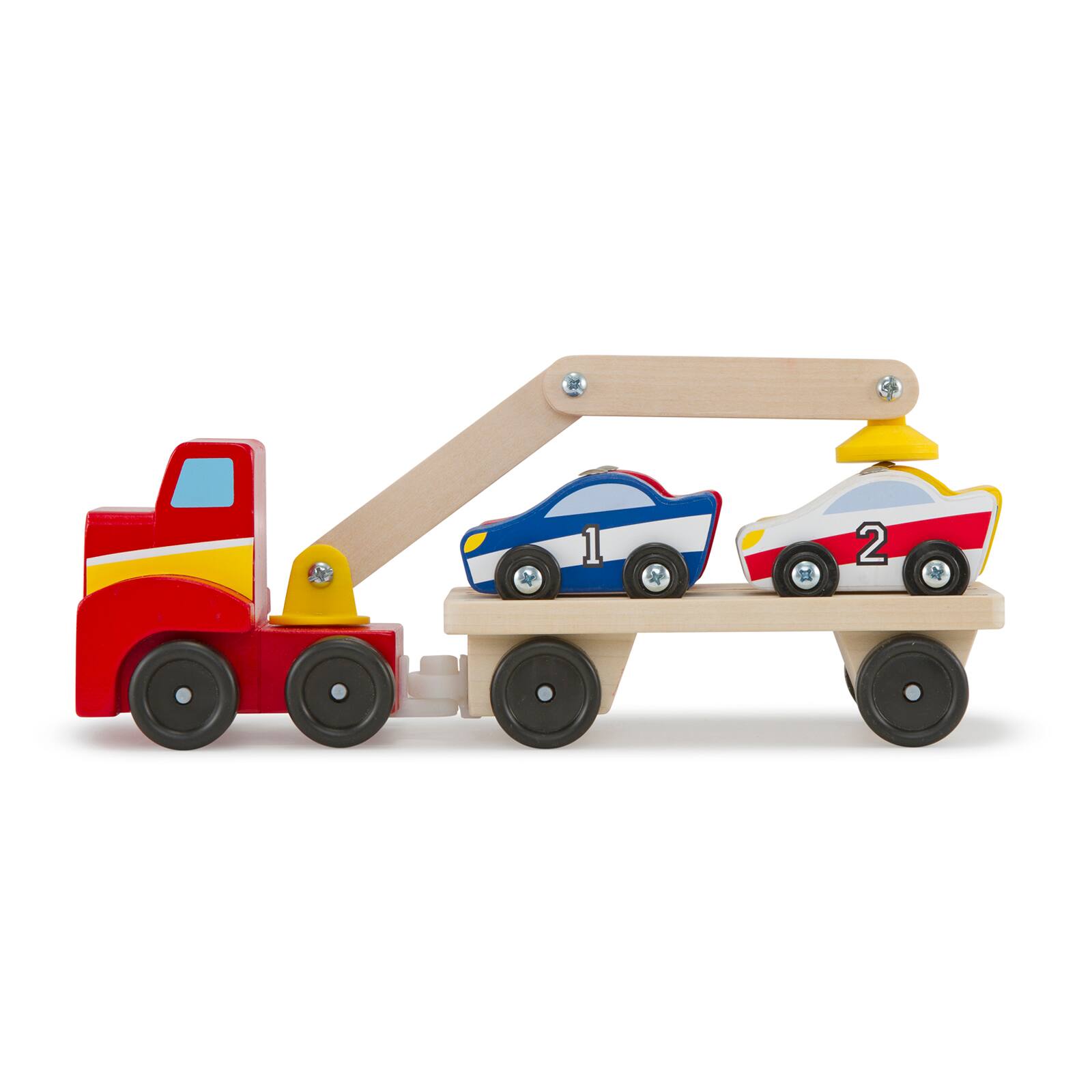 Melissa & Doug Wooden Magnetic Car Loader 4 Cars Toy Set 2day Ship for sale online 