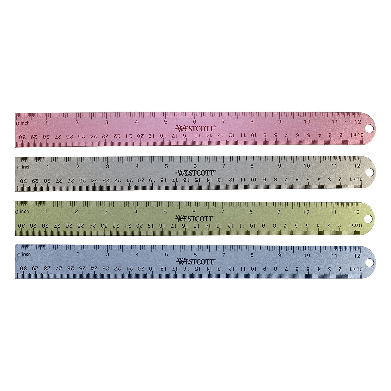 Westcott 12” Anodized Aluminum Ruler, Pink