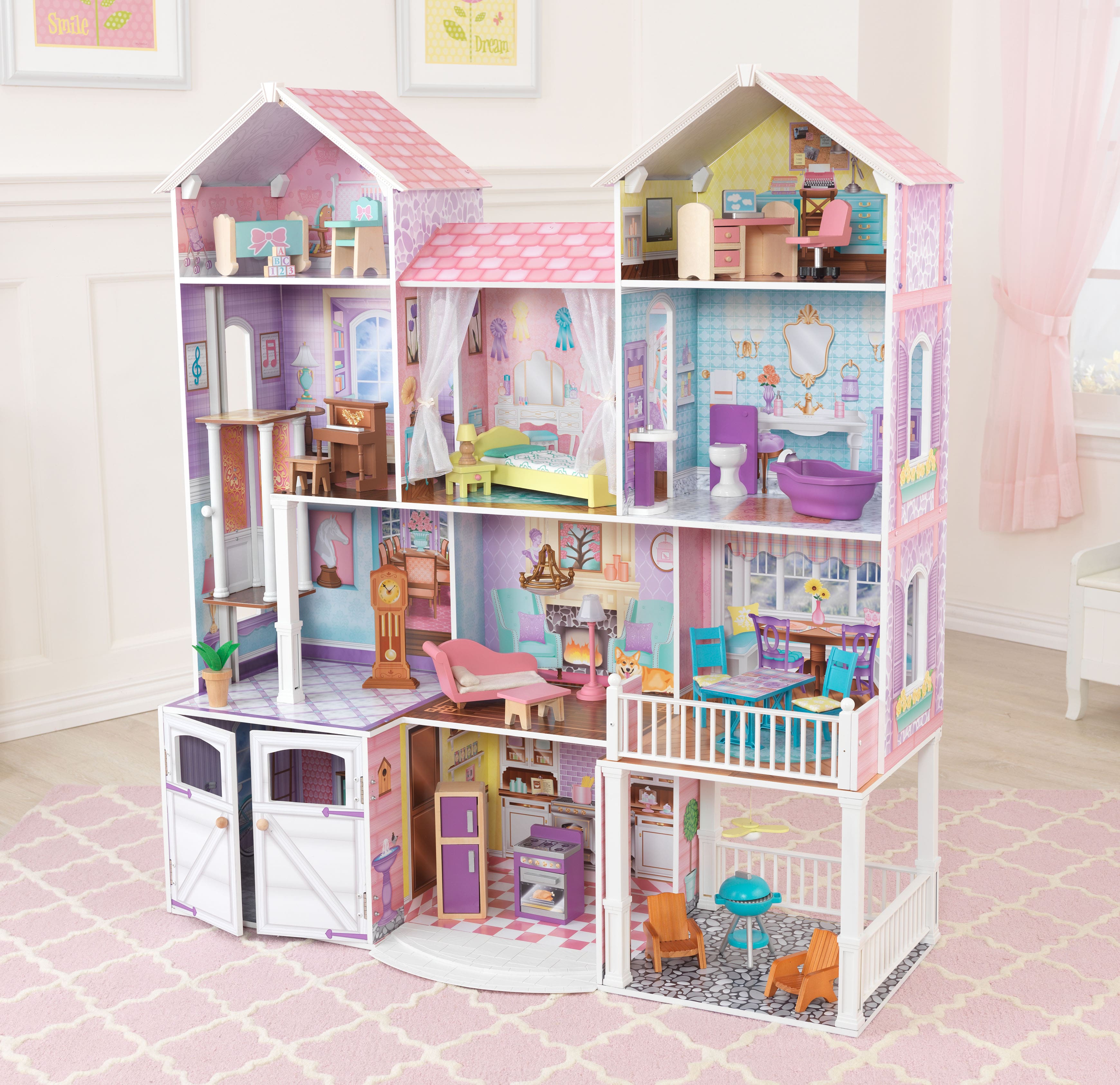 Kidkraft Country Estate Dollhouse Large Wooden Doll Mansion fits Barbie Dolls 