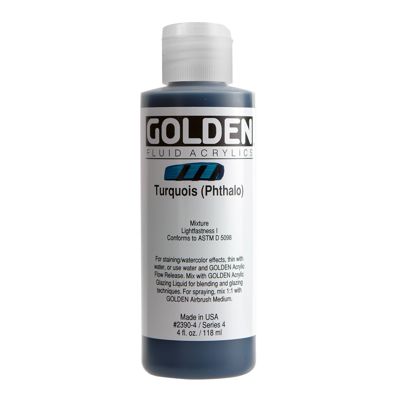 Golden Fluid Acrylics, 4 oz Paint in Turquois (Phthalo)