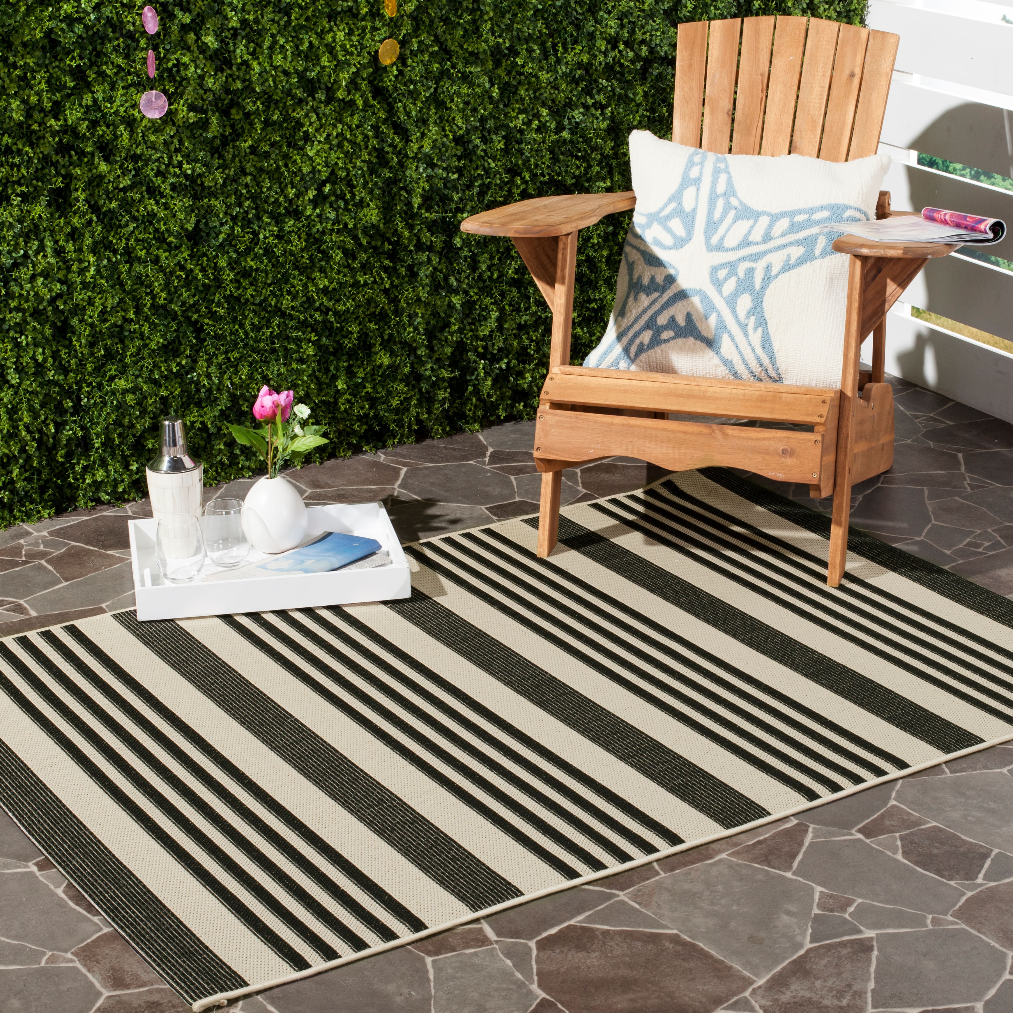 Courtyard Stripe 4&#x27; X 5&#x27;-7&#x22; Area Rug