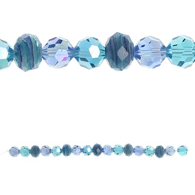 Bead Gallery® Rondelle Faceted Glass Beads, Aqua Mix image