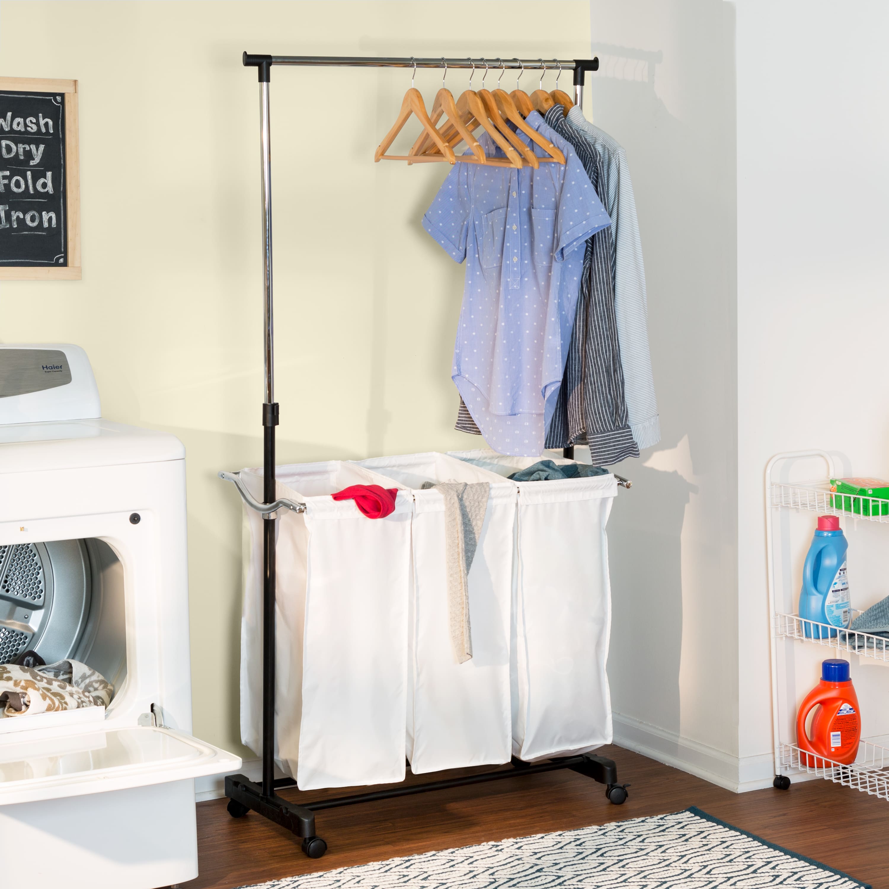 Honey Can Do Adjustable Height Laundry Center with Hanging Bar