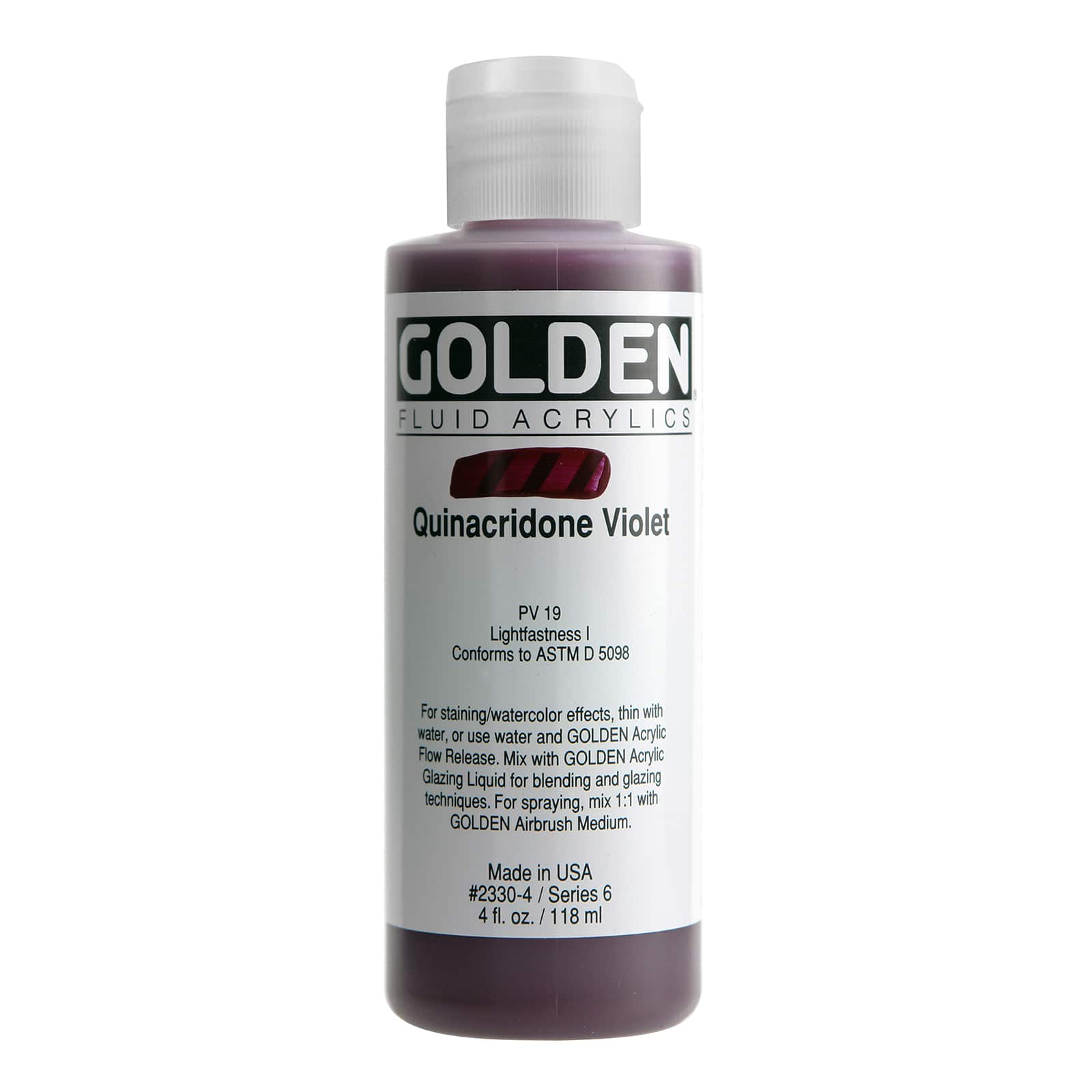 Golden Fluid Acrylics, 4 oz Paint in Quinacridone Violet