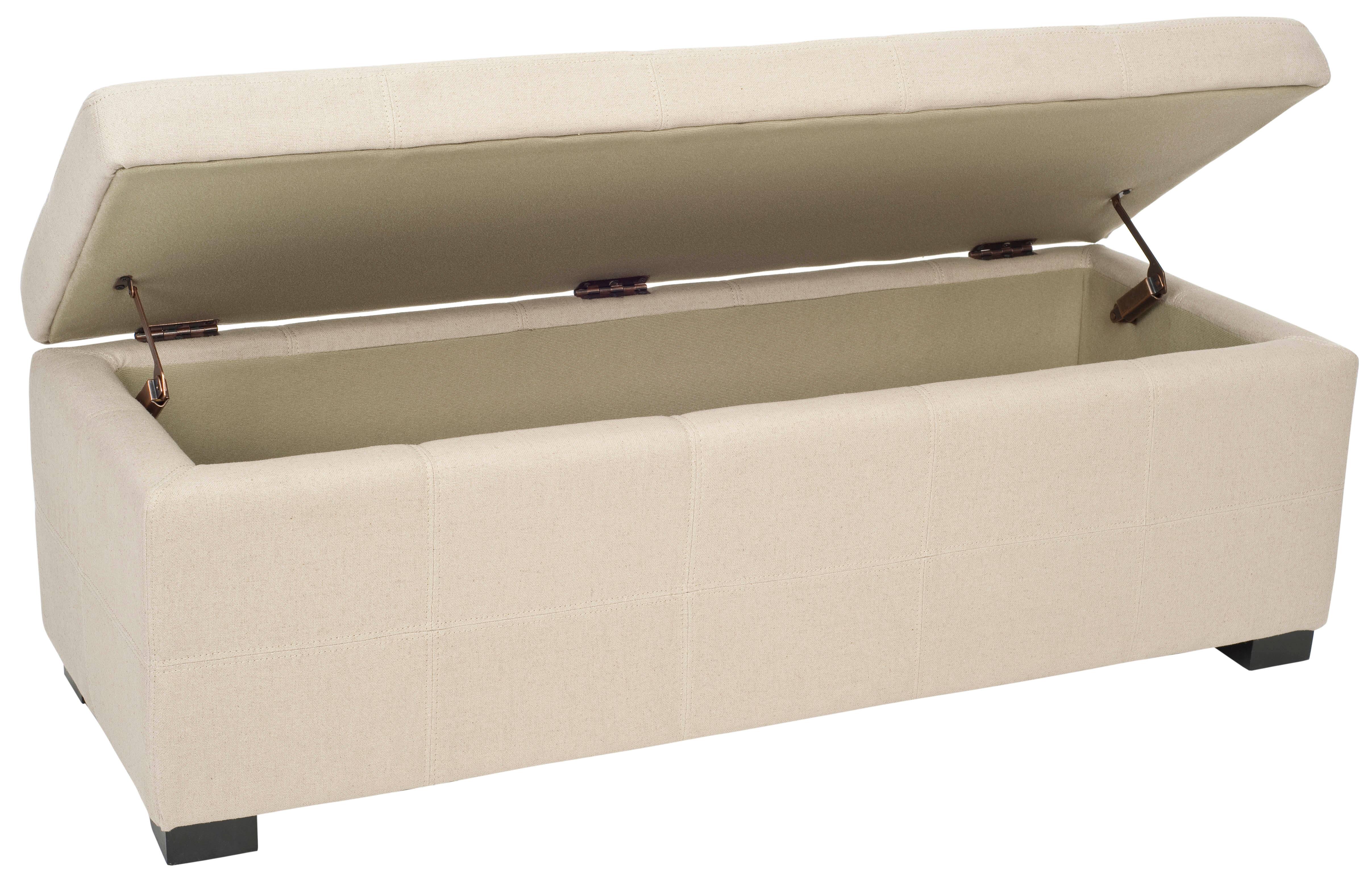 Maiden Large Tufted Linen Storage Bench in Beige