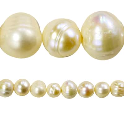 White Pearl Potato Beads, 9mm by Bead Landing™ image