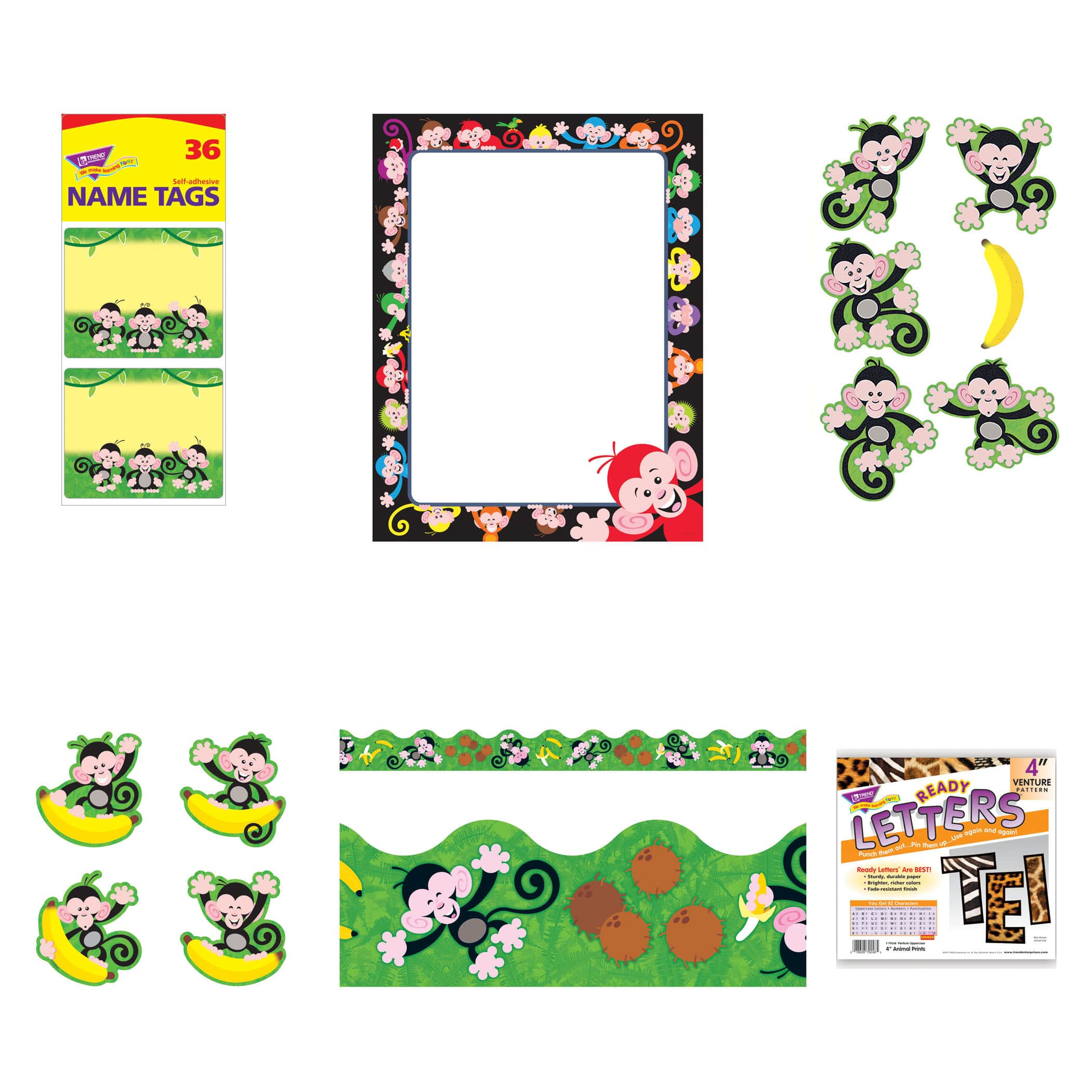 Trend Enterprises Monkey Mischief® Monkeys and Bananas Mini Accents Variety  Pack