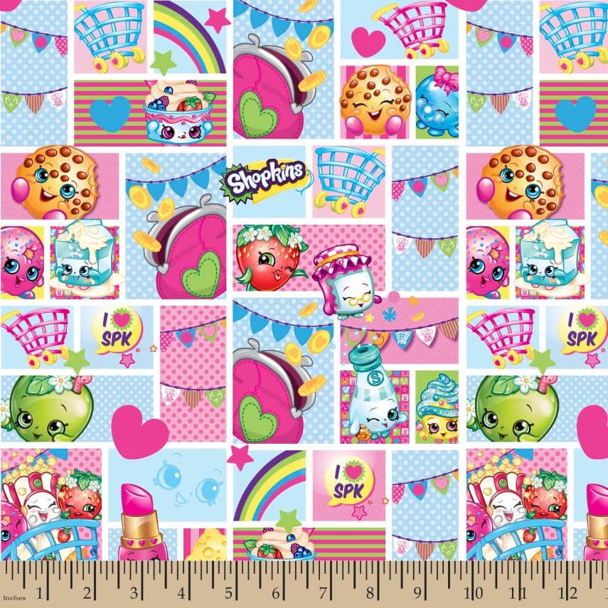 Shopkins Patch Party Tablecloth Vinyl Flannel Backed Fabric