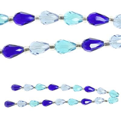 Aqua Teardrop Faceted Glass Beads, 11mm by Bead Landing™ image