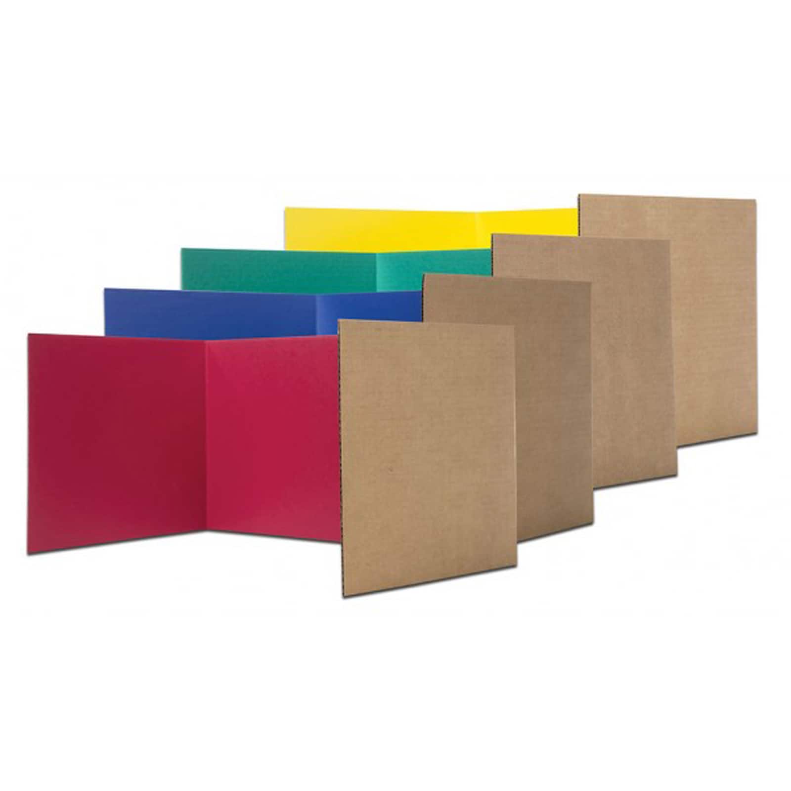 Assorted Colors Corrugated Study Carrel, 24 Pack