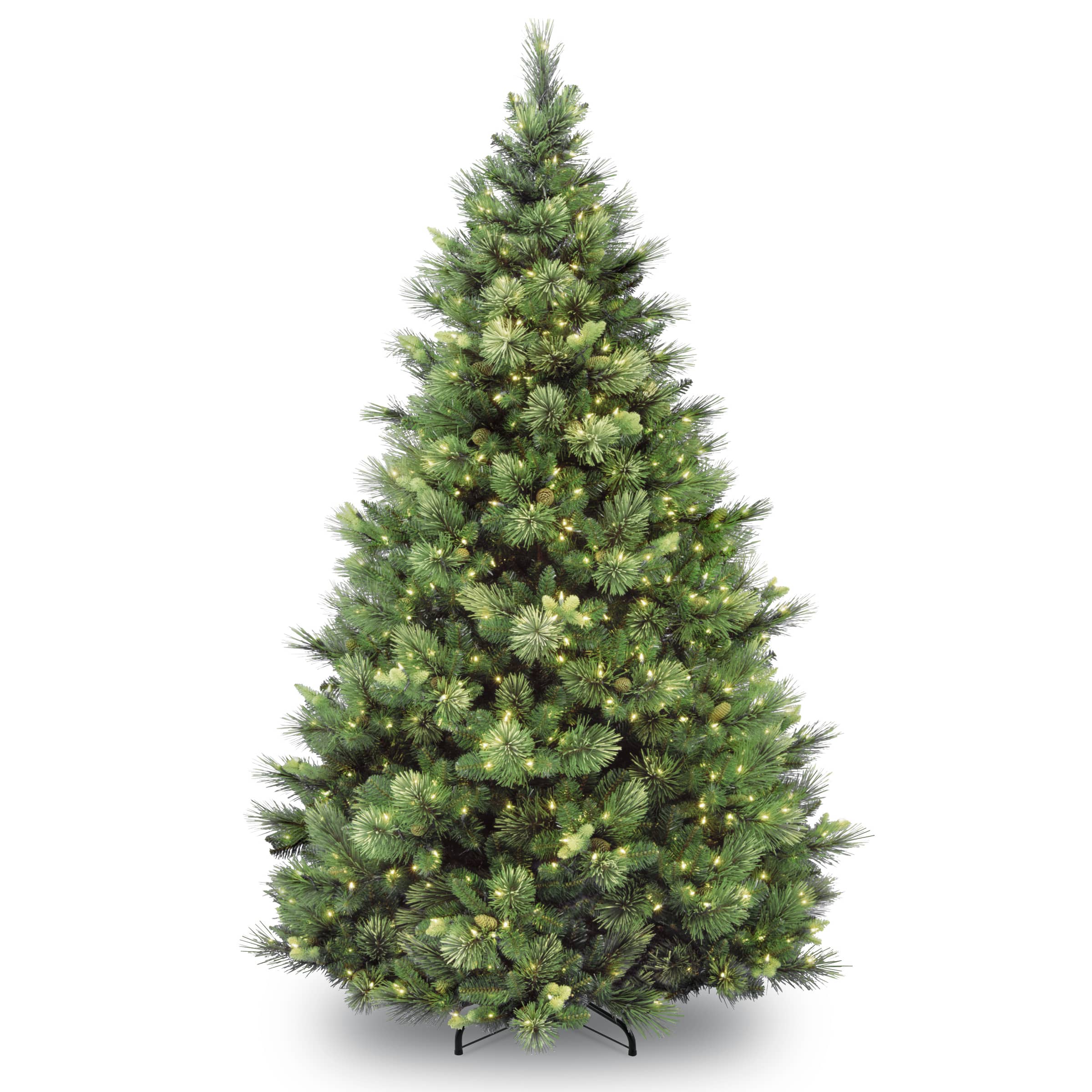 7 ft. Pre-Lit Carolina Pine Hinged Medium Artificial Christmas Tree, Clear Lights