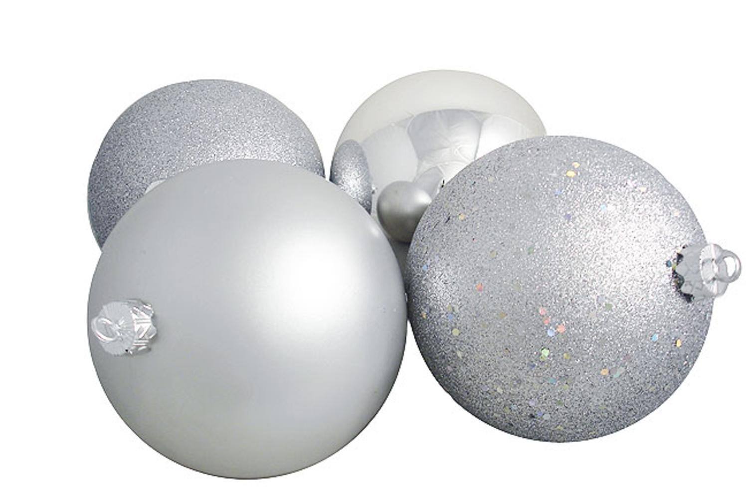4ct Silver Splendor Shatterproof 4-Finish Ball Ornaments