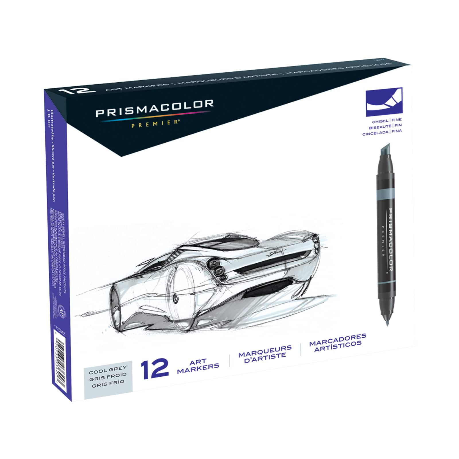 Prismacolor® Premier® Cool Grey Chisel/Fine Art Marker Set