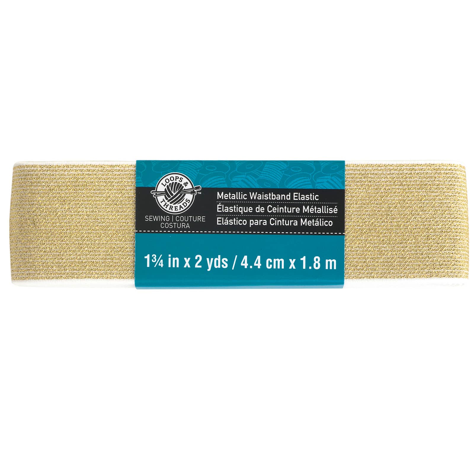12 Pack: Gold Metallic Elastic Waistband by Loops & Threads™