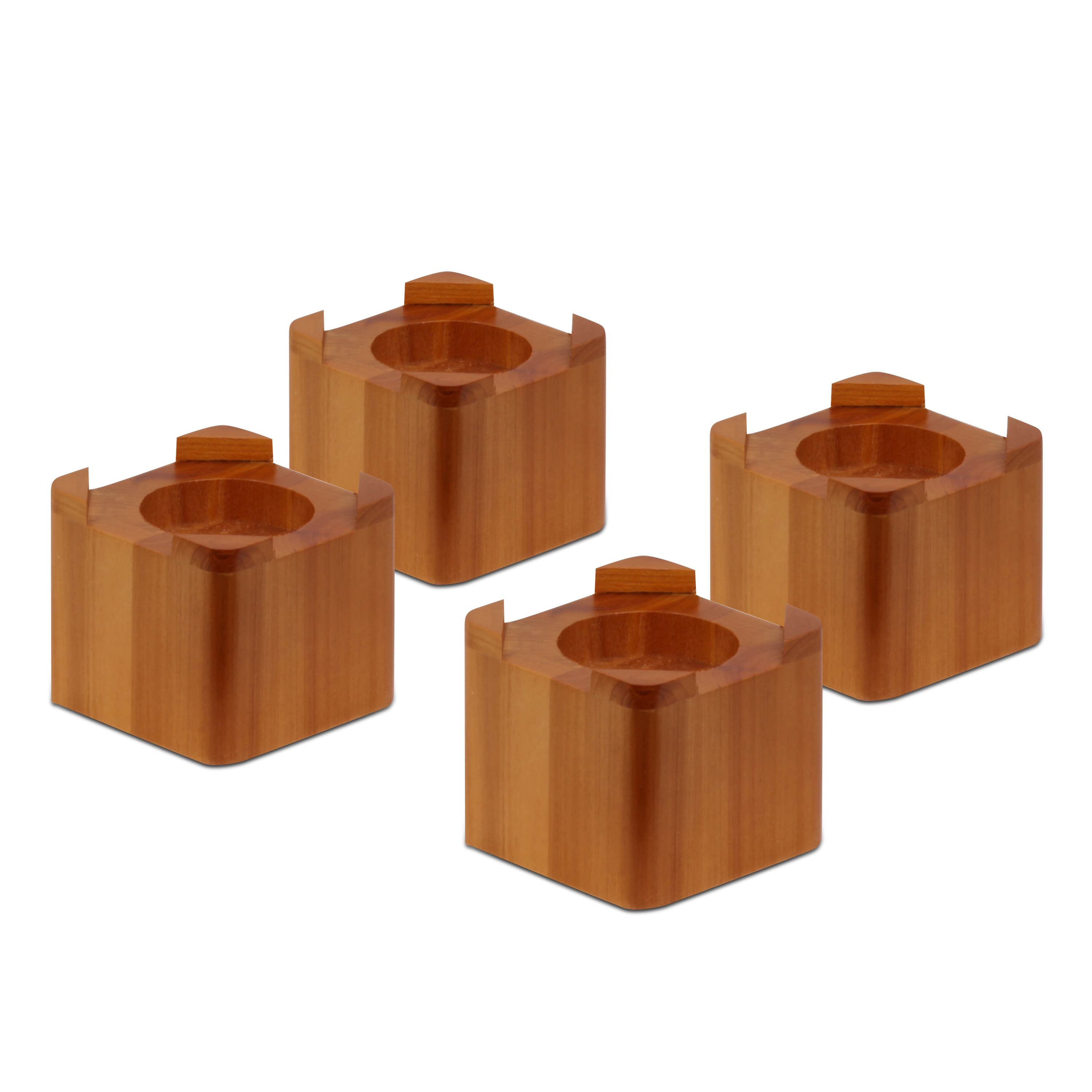 Honey Can Do Light Maple Wood Bed Lifts, 4 Pack
